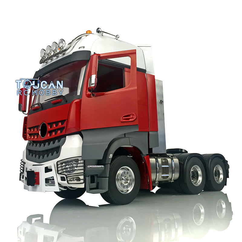 1/14 Scale LESU RC 6x6 Metal Chassis DIY Tractor Truck Model Kit with Motor, Servo, LED Roof Lights & Air Conditioner - Perfect for RC Enthusiasts, Off-Road Play and Collection Display