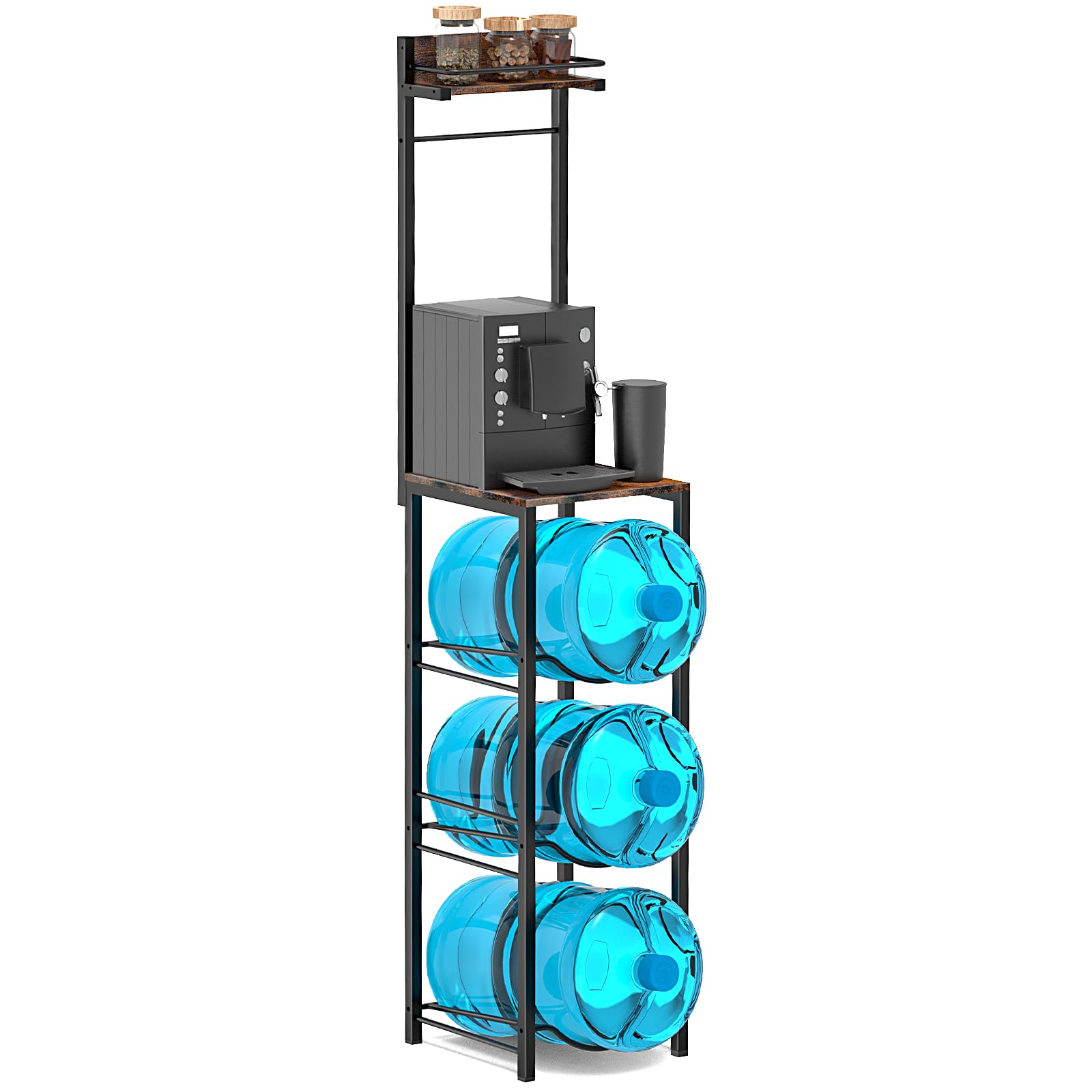**5 Gallon Water Cooler Jug Rack - 3-Tier Removable Water Bottle Holder with Storage Shelves for Kitchen, Office & Living Room - Organizer for Coffee Machine & More (Upgraded)**    **Usage Scenarios:** Keep your kitchen, office, or living room organized with this versatile 3-tier water bottle rack—perfect for holding 5-gallon jugs, coffee machines, and other essentials while saving space.