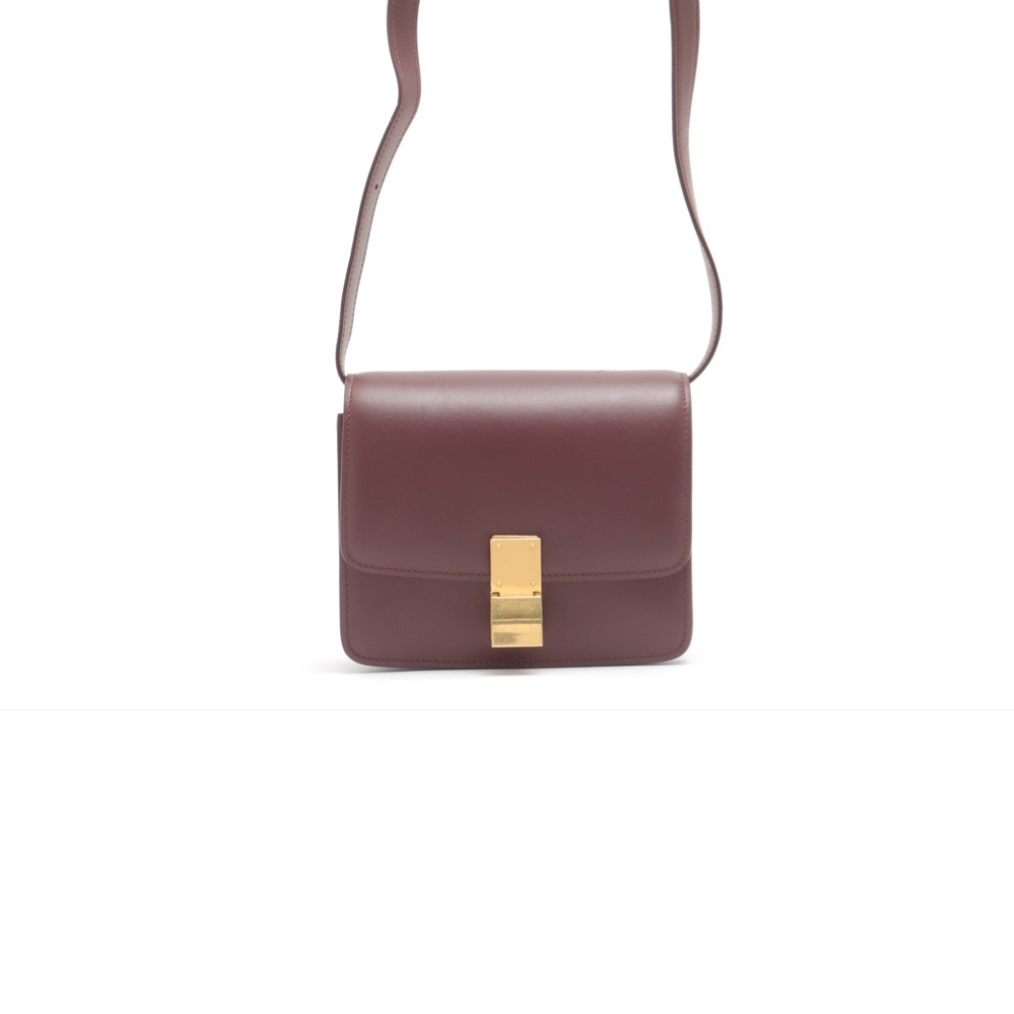Celine Teen Box Bag in Burgundy - Luxury Crossbody Handbag for Women, Perfect for Date Night & Evening Events