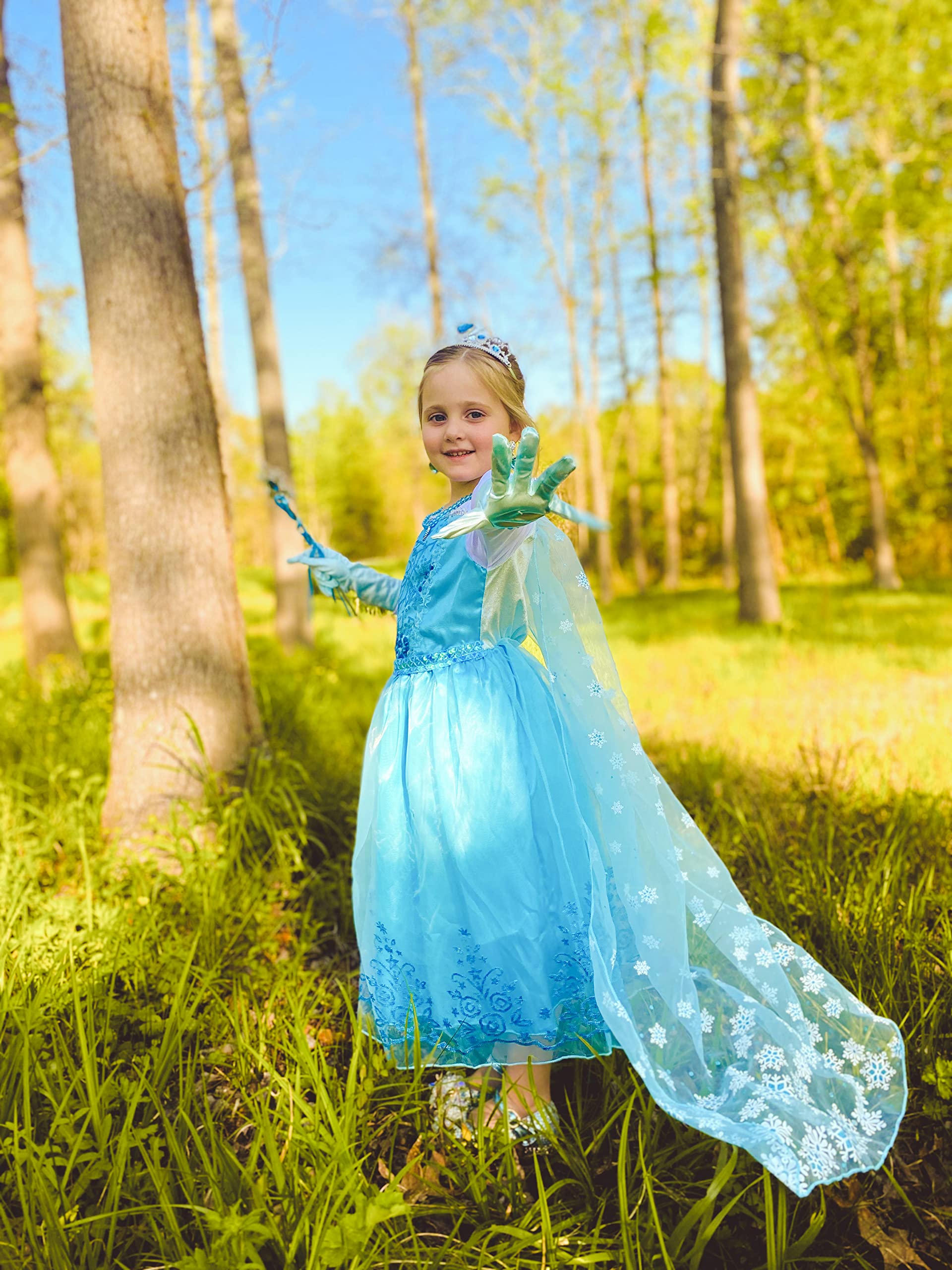 Royal Blue Sequin Princess Dress for Girls - Elegant Halloween Costume, Birthday Party Dress Up, Cosplay Fancy Dress for Kids | Perfect for Dress-Up Play, Birthday Celebrations & Special Events
