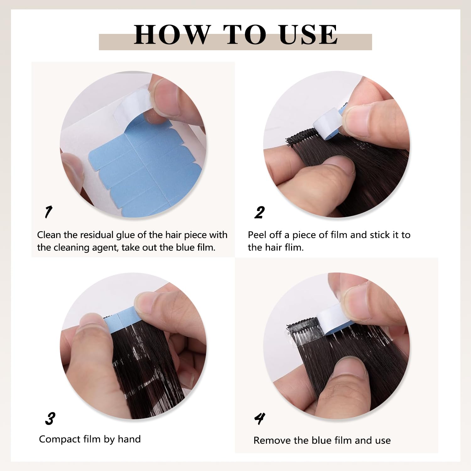 Premium Double-Sided Invisible Hair Extension Tape - No Residue Professional Adhesive for Human Hair Extensions (60 Pieces, Blue) | Secure & Comfortable All-Day Wear for Parties, Weddings & Daily Styling