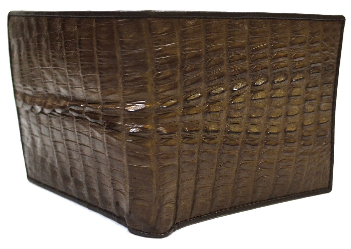 Luxury Men's Bifold Crocodile Leather Wallet - Genuine Crocodile Tail Skin, Dark Brown - Perfect for Business, Travel & Everyday Use