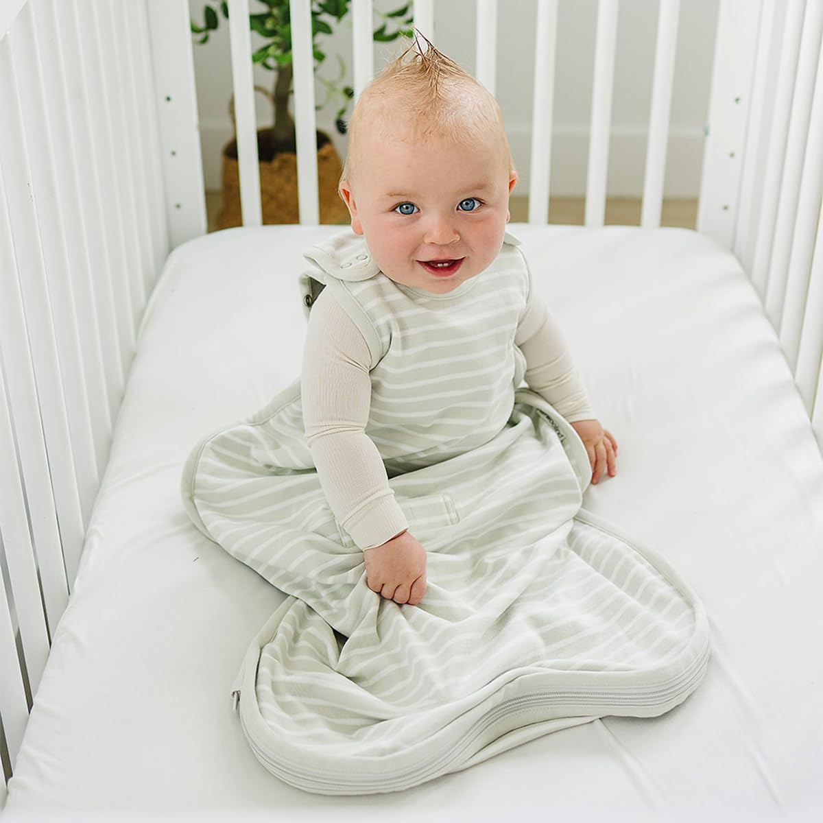Woolino 4 Season Merino Wool Baby Sleep Sack for 2-24 Months - Adjustable Two-Way Zipper - Soft & Breathable Infant Sleeping Bag - Perfect for Nursery, Daycare & Travel - Birch Gray