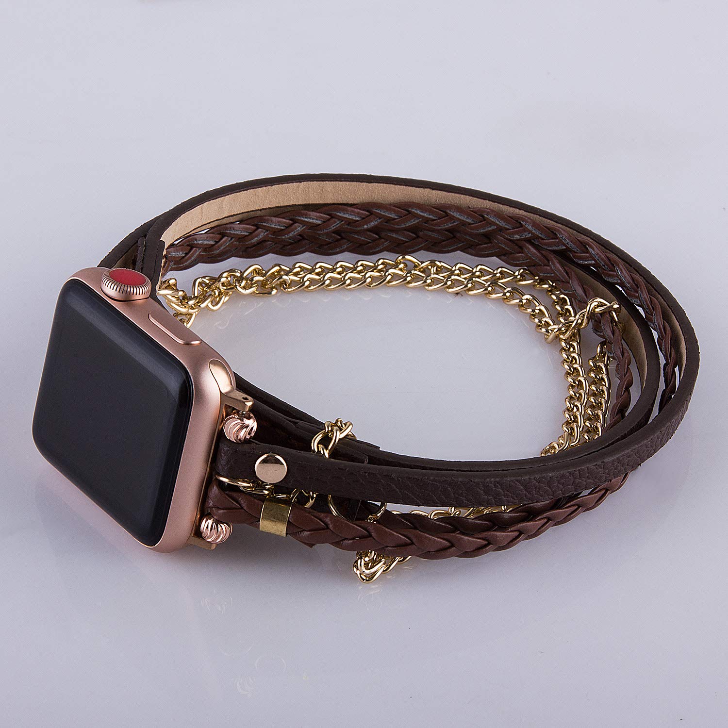 Premium Leather Apple Watch Bands for Women - Compatible with Apple Watch Ultra, Series 8/7/6/5/4/3/2/1 & SE (38mm-49mm) - Western Boho Style Wrap Bracelet Strap for Fashion & Daily Wear