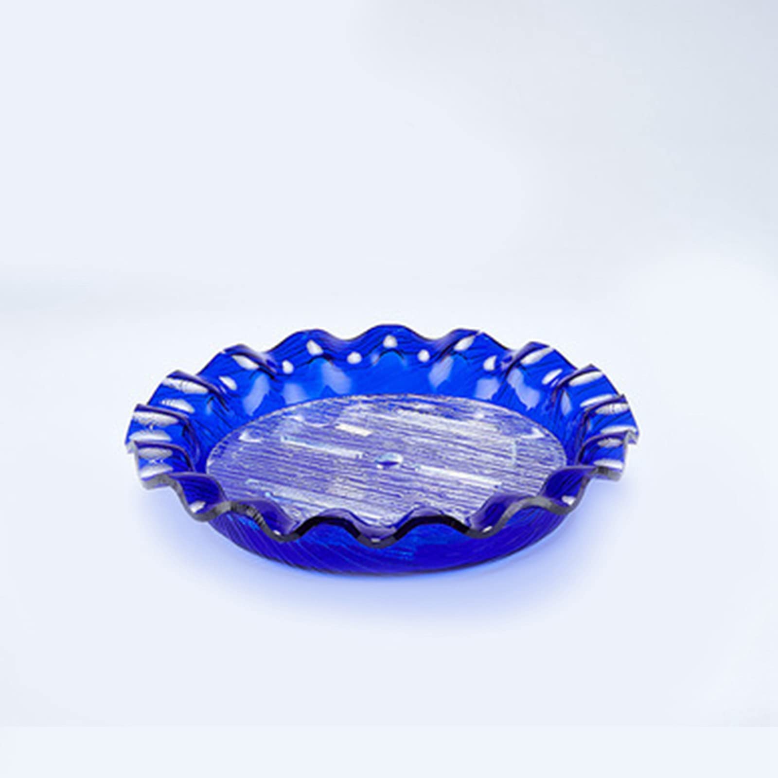 ZBCN Acrylic Round Fruit Plate with Ice Compartment - Large Berry Candy Snack Serving Dish for Fresh Fruit, Beef, Fish & Cold Dips - Perfect for Parties, BBQs, Picnics & Salad Bars (Blue)