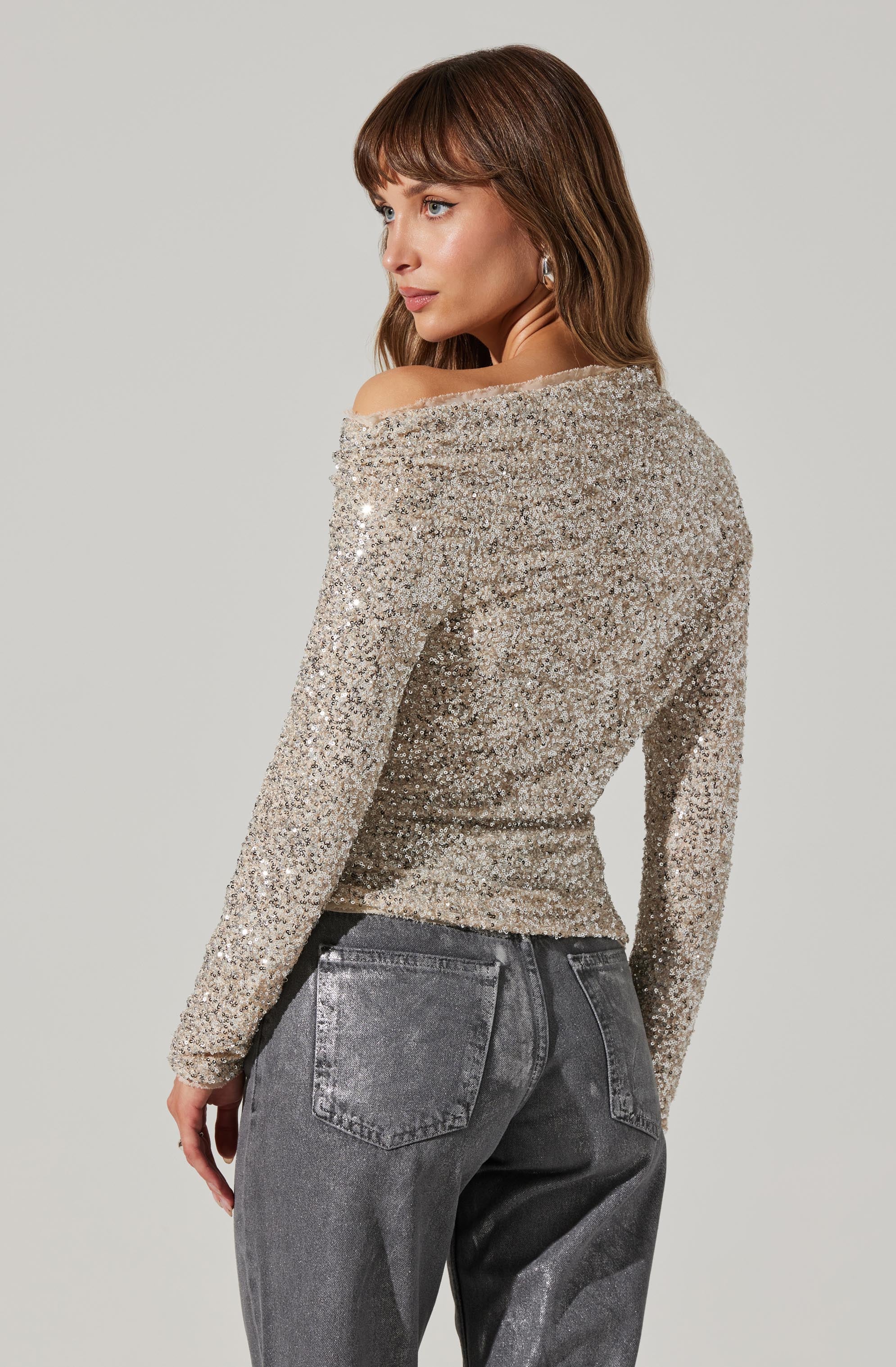 Icyln Sequin Off Shoulder Top Women's Party Blouse - Perfect for Night Out, Club Wear & Special Occasions