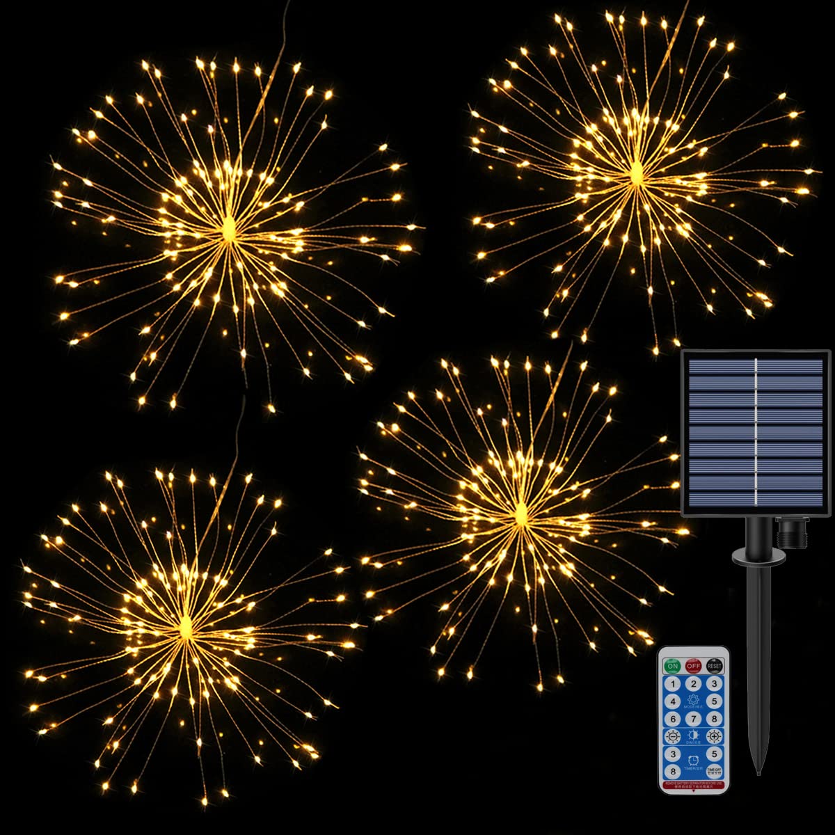 4 Pack 480 LED Solar Powered Copper Wire Fairy Lights - Waterproof Outdoor String Lights with 8 Lighting Modes for Christmas Decorations, Garden Party, Wedding, Patio & Bedroom Lighting | Perfect for Holiday, Birthday & Home Decor
