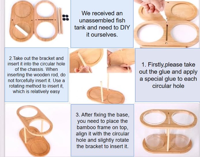 Eco-Friendly Bamboo & Wood Dual Glass Mini Fish Tank - DIY Desktop Aquarium for Goldfish & Betta | Perfect for Home Office Decor & Small Space Zen Gardens