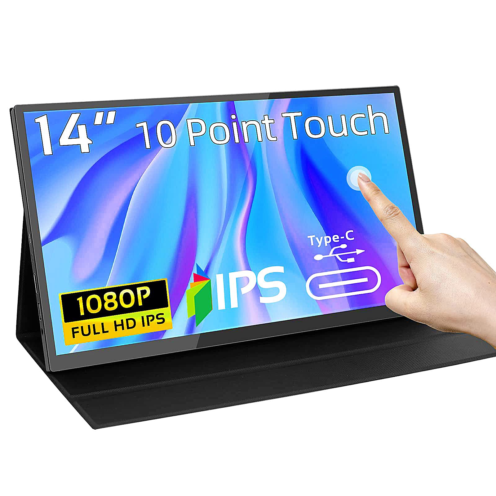 Kenowa 14 Inch Portable Touchscreen Monitor - 1080P IPS Display with USB-C & HDMI for Laptop, PC, Mac, PS4, Switch, Xbox | Slim External Second Screen for Work, Gaming & Mobile Devices