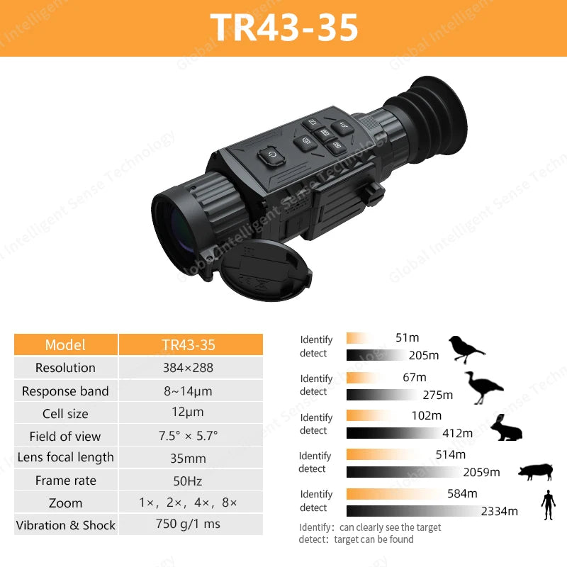 TR43 35 Handheld Thermal Imaging Monocular Scope - High Resolution Thermal Sight for Hunting Wild Boar, Wolf & Rabbit - Perfect for Night Vision, Wildlife Observation & Outdoor Adventures