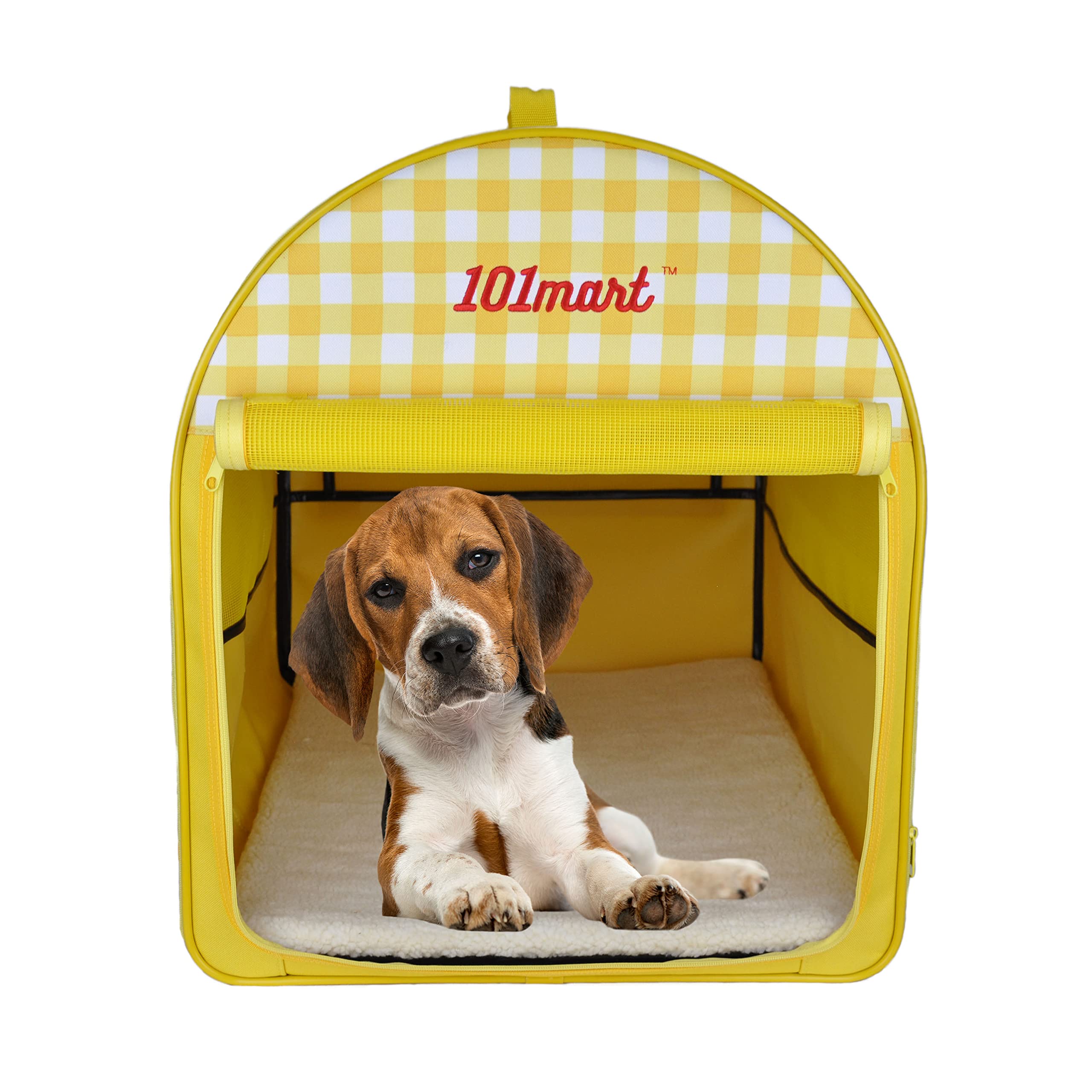 Premium Soft-Sided Folding Pet Tent - Portable Dog & Cat Crate with Heavy-Duty Waterproof Canvas - Ideal for Travel, Camping, Home & Outdoor Use - Perfect for Small Pets Up to 25lbs