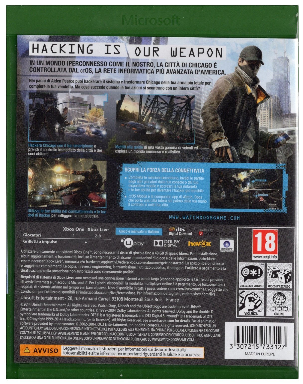 GIOCO XONE WATCH DOGS 智能手表 - 运动追踪、健康监测、蓝牙通话，适合跑步健身和日常佩戴