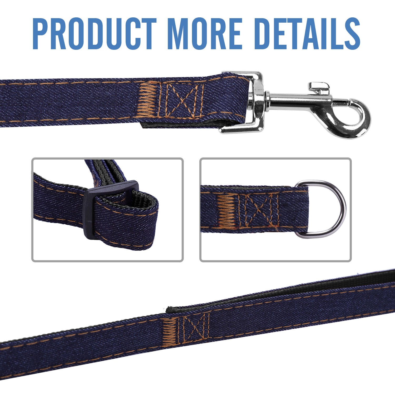 Premium Dog Harness, Leash & Collar Set - Heavy Duty Nylon with Denim Design for Small, Medium & Large Dogs (Black, Size S) | Perfect for Walking, Training & Outdoor Adventures with Your Puppy or Pet