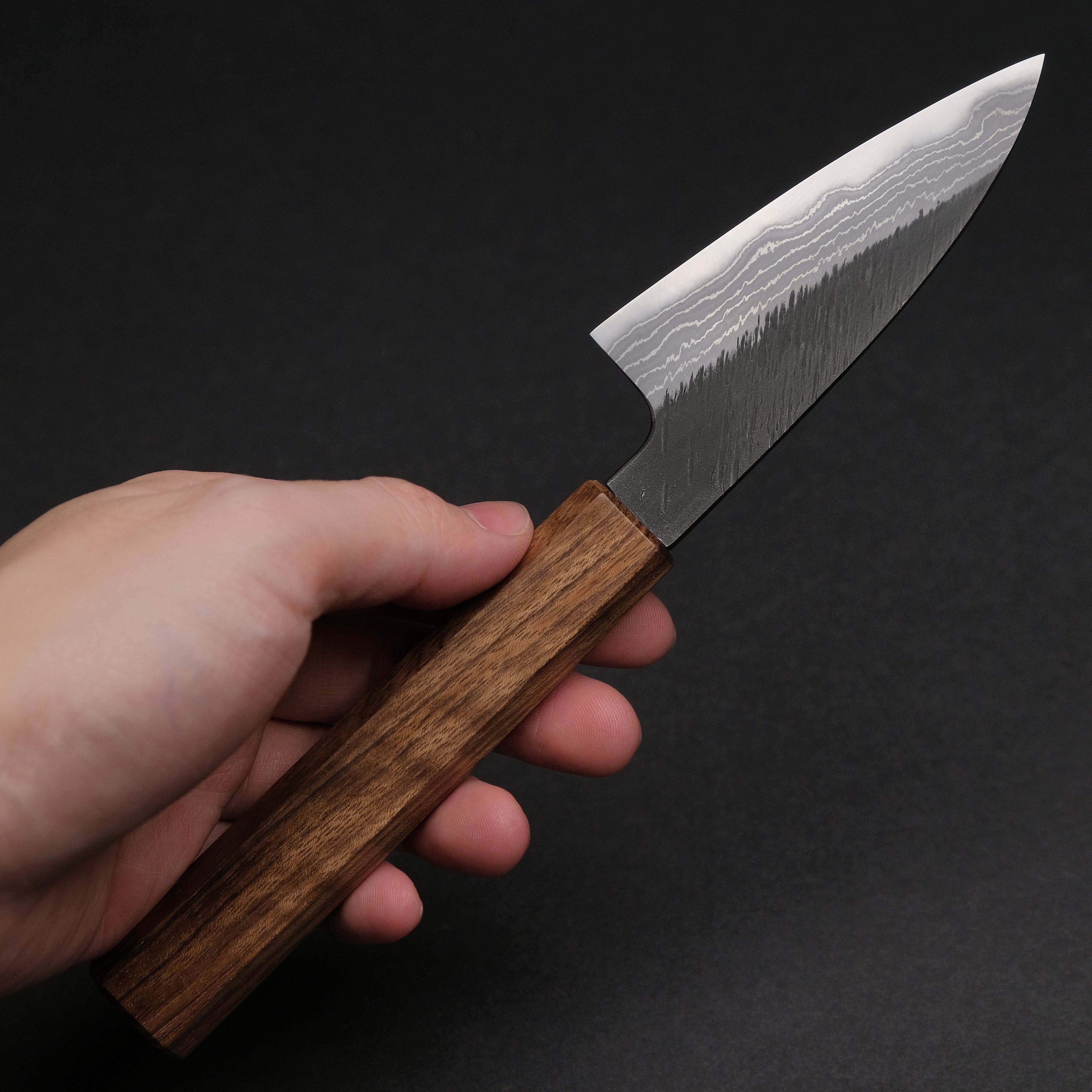Premium Ajikataya White #2 Matsuba Damascus Petty Knife 80mm - Handcrafted Japanese Kitchen Knife with Obankole Handle (#33) - Perfect for Slicing, Peeling & Precision Cutting Fruits, Vegetables & Boneless Meat
