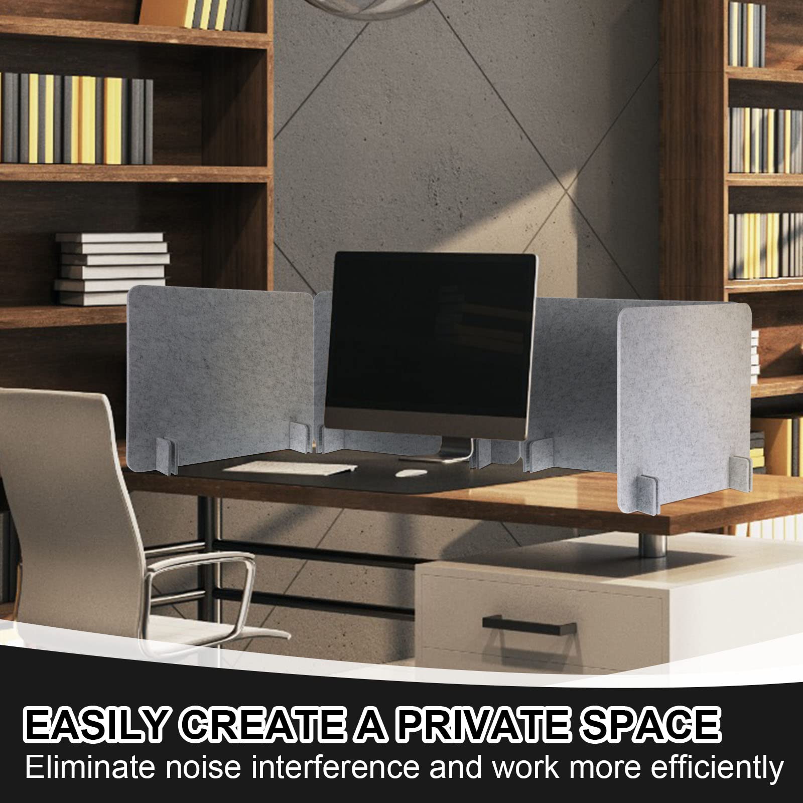Fabbay 2-Piece Acoustic Desk Privacy Panel Set - Freestanding Office Divider with Noise Reduction, Lightweight Soundproof Partition with Support Feet for Home & Workspace (Silver Gray) - Perfect for Open Offices, Study Rooms & Home Offices