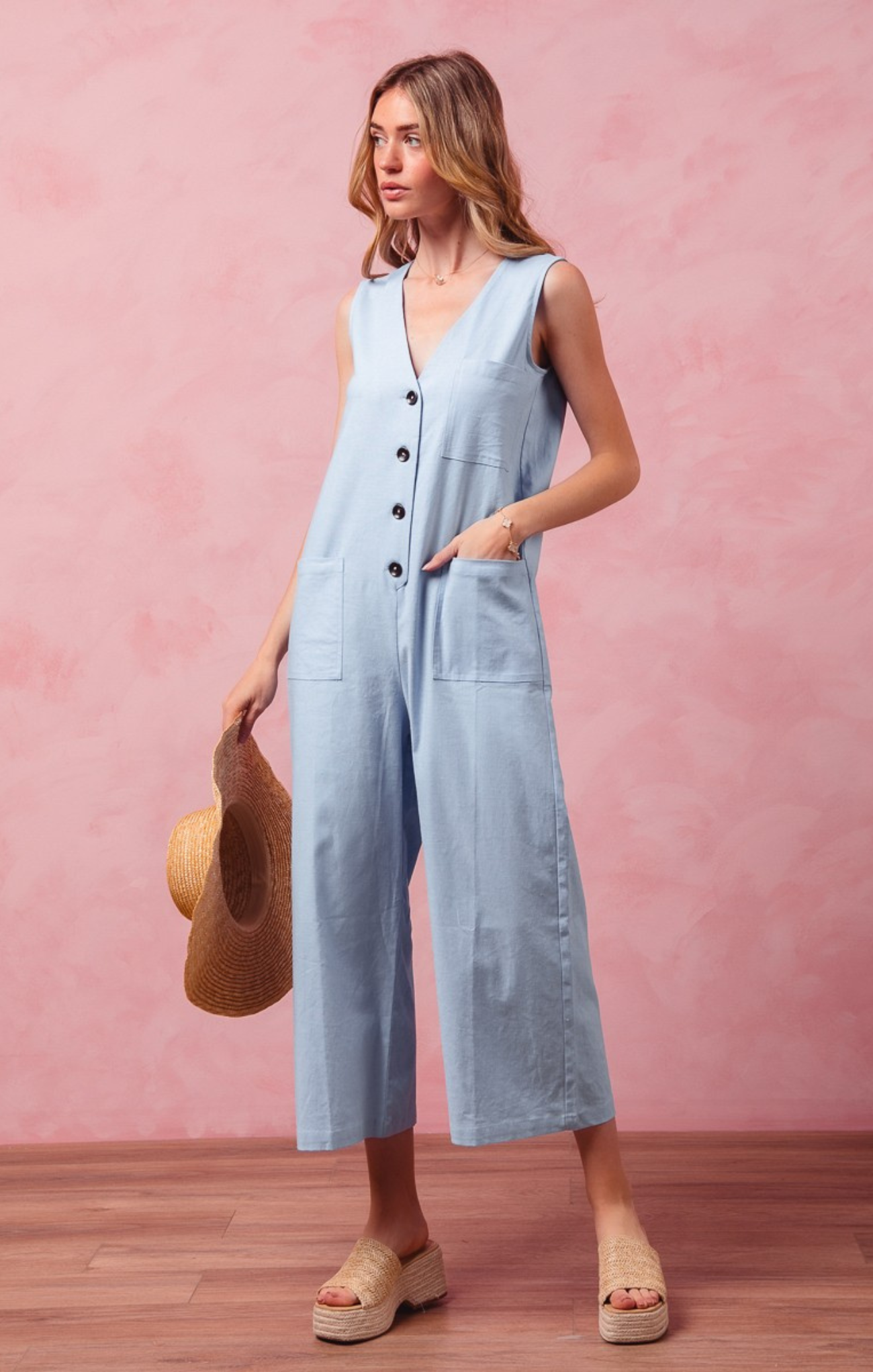 Kiara Women's Linen Blend Jumpsuit - Comfortable Casual Romper with Pockets | Perfect for Summer, Beach, Travel & Everyday Wear