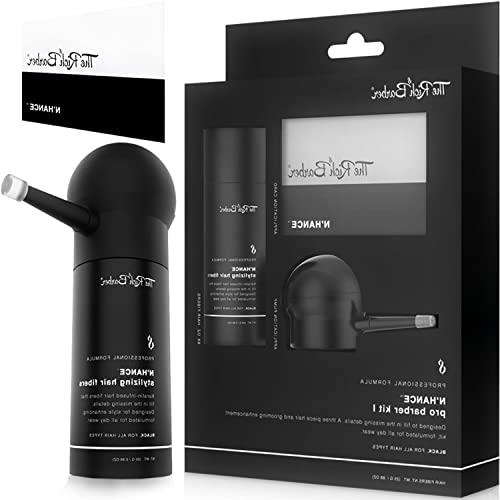 N’He Hair Fibers & Applicator Pump Set - Natural Hair Thickening Fibers for Men | Long-Lasting Spray for Crisp Hairlines, Fuller Beard & Styling (Black) | Instant Coverage for Thinning Hair & Bald Spots | Perfect for Daily Use, Special Occasions & Confidence Boost