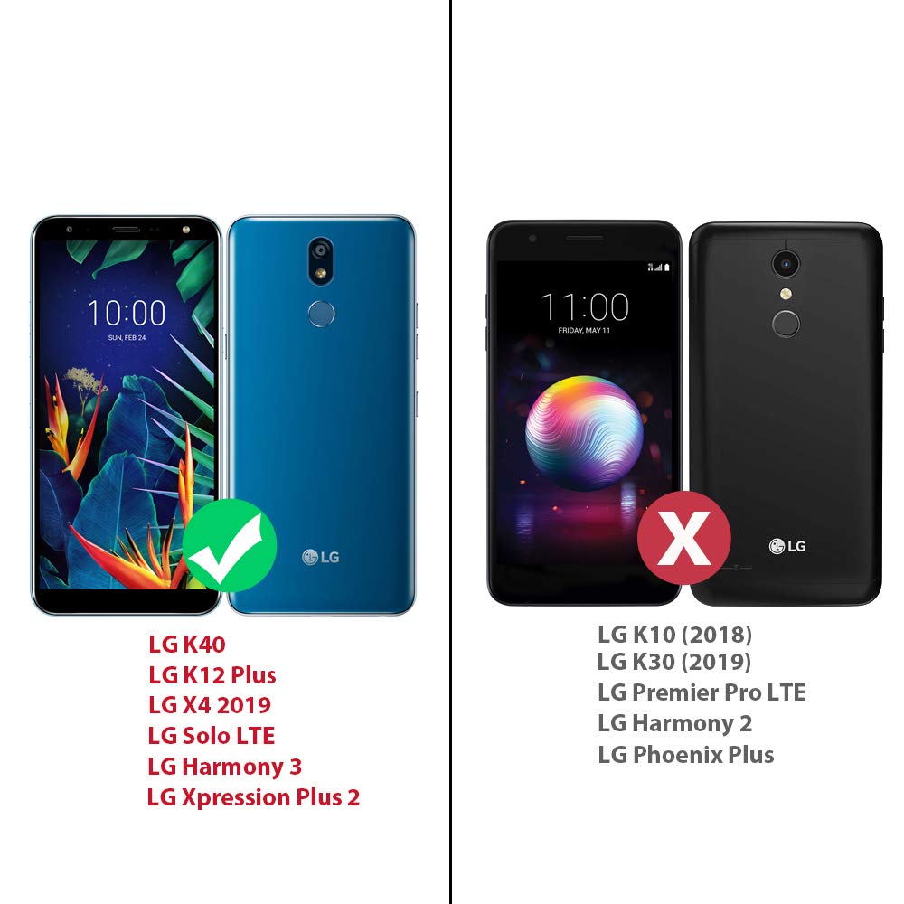 Premium Shockproof Phone Case for LG K40/K12 Plus/X4/Solo LTE/Harmony 3/Xpression Plus 2 - Matte Marble Design with Tempered Glass Screen Protector - Slim Protective Cover for Everyday Use (Green)