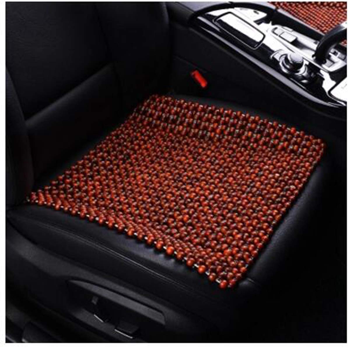 Queenbo Square Pure Natural Wood Beads Car Seat Cushion - Breathable Massage Seat Cover for Comfort & Style - Perfect for Long Drives, Commuting & Road Trips