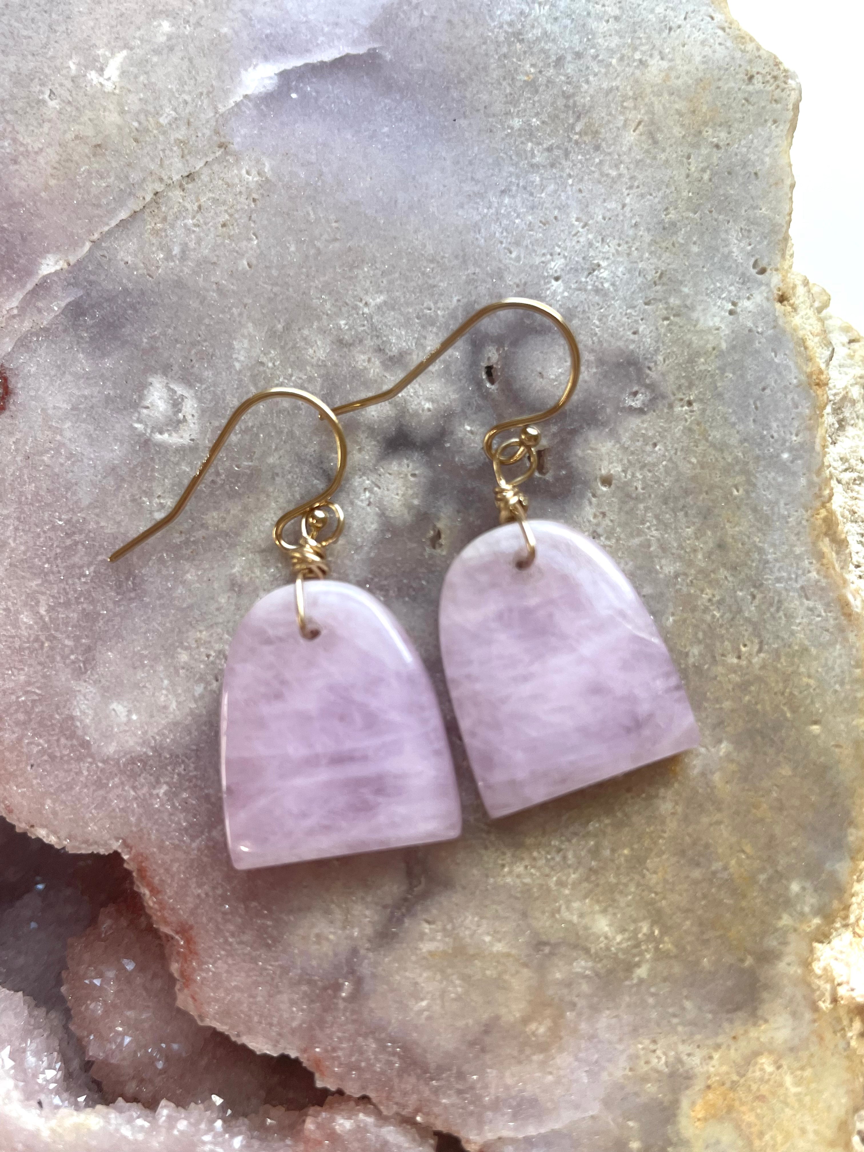 14K Gold Filled Kunzite Stud Earrings for Women - Elegant Pink Gemstone Jewelry for Everyday Wear & Special Occasions