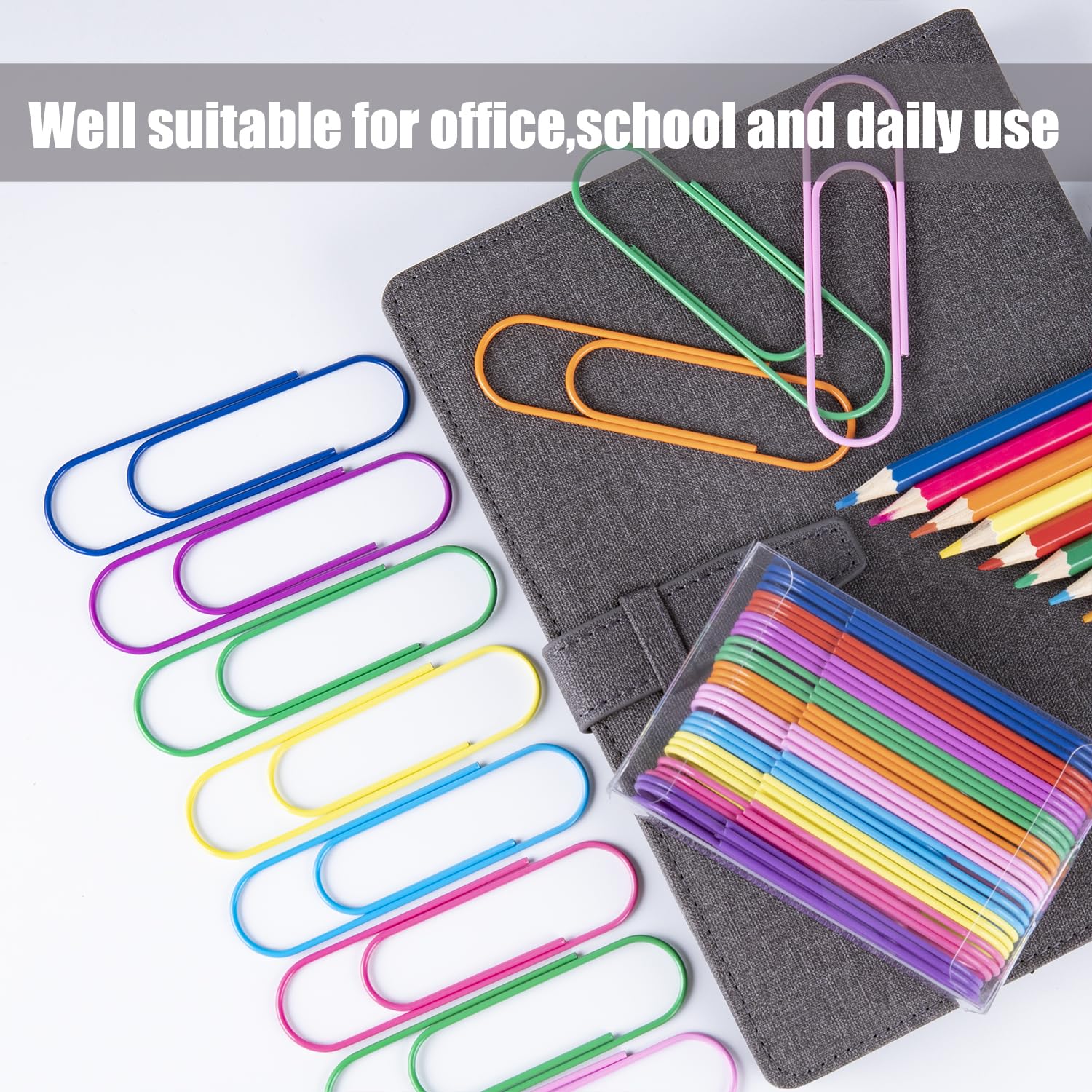 Jumbo Paper Clips 40-Pack - 4 Inch Large Vinyl Coated Paperclip Set in Multicolors for Office, School & Document Organization | Perfect for Bulk Filing, Craft Projects & Heavy Duty Paperwork