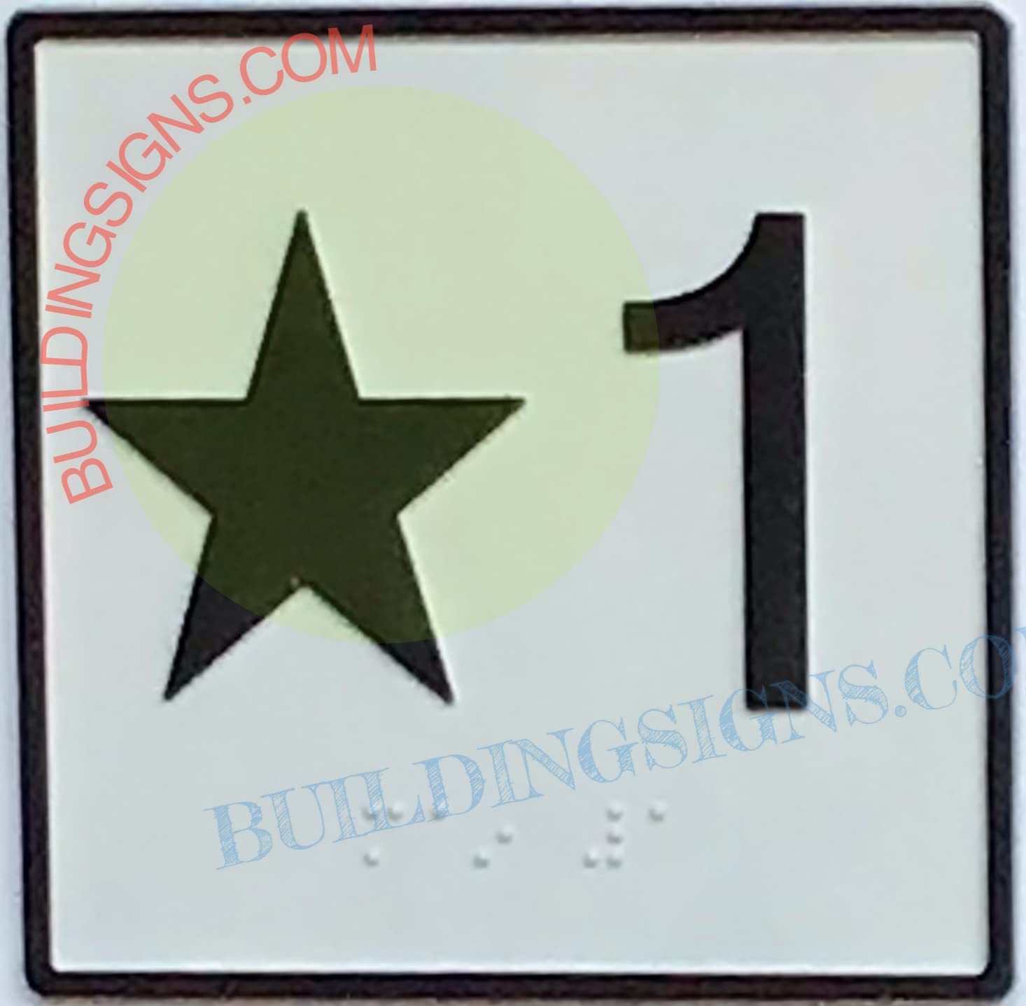 Cast Iron Elevator Floor Number Star 1 Sign - 4x4 Inch White Background Jamb Plate for Elevators - Perfect for Office Buildings, Hotels & Apartment Floor Marking - The Iron Line