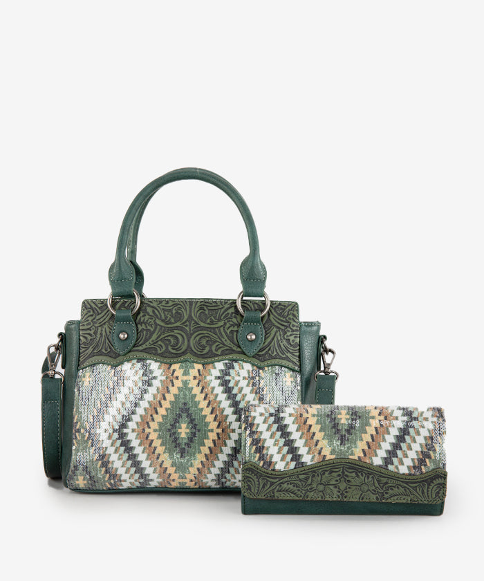 Montana West Sequined Aztec Tote Bag Set for Women - Stylish Handbag with Shoulder Strap, Perfect for Work, Travel & Everyday Use
