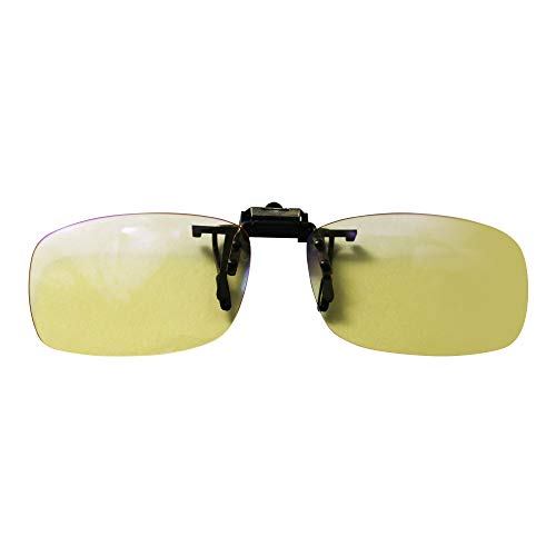 Archgon Anti Blue Light & UV Protection Computer Glasses - Amber Lens Clip-On Flip-Up Design (Fits Single Lenses Up to 1.55