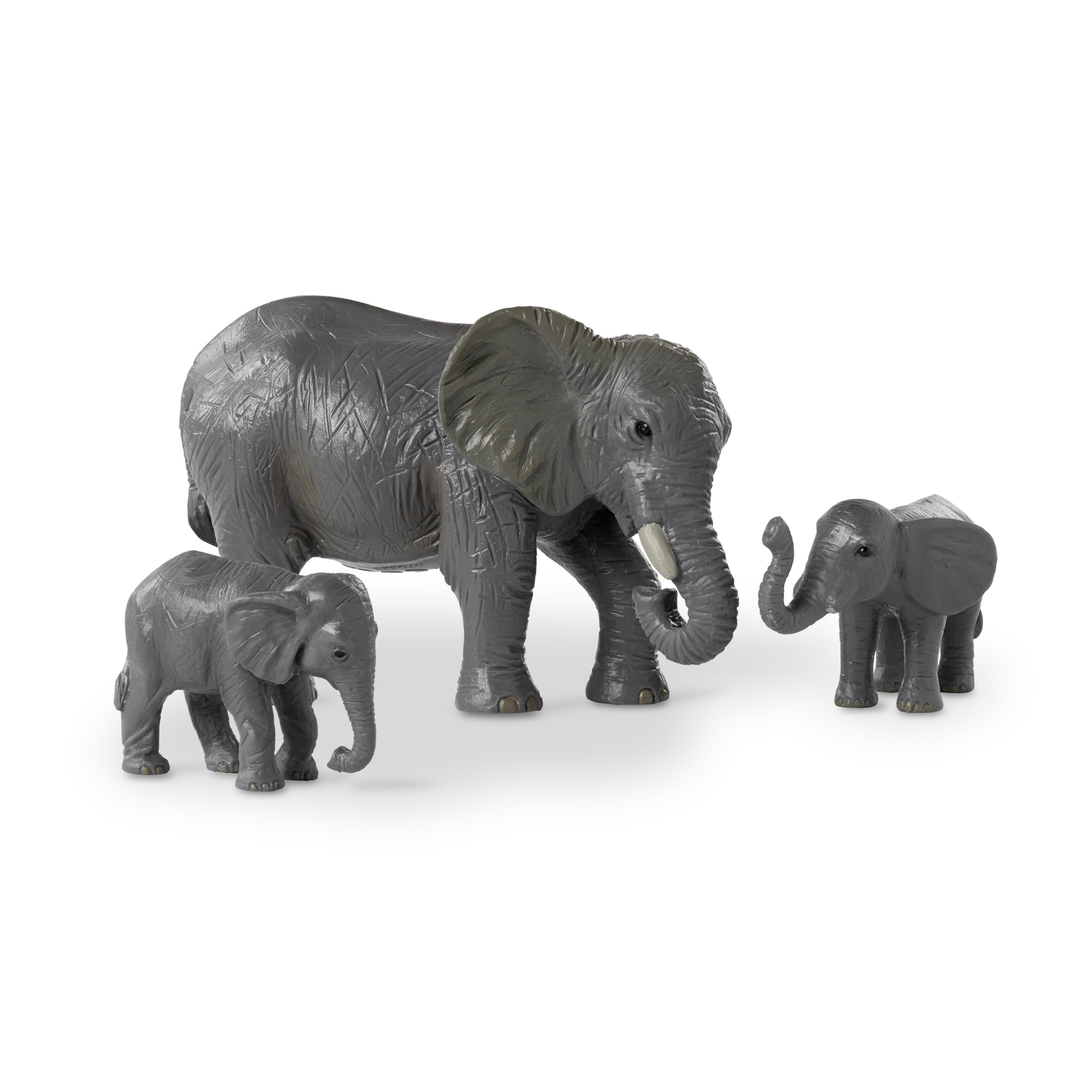 Battat Terra 4-Piece African Elephant Family Toy Set – Realistic Plastic Safari Animal Figures for Kids Ages 3+ – Perfect for Playtime, Educational Gifts & Baby Shower Decorations