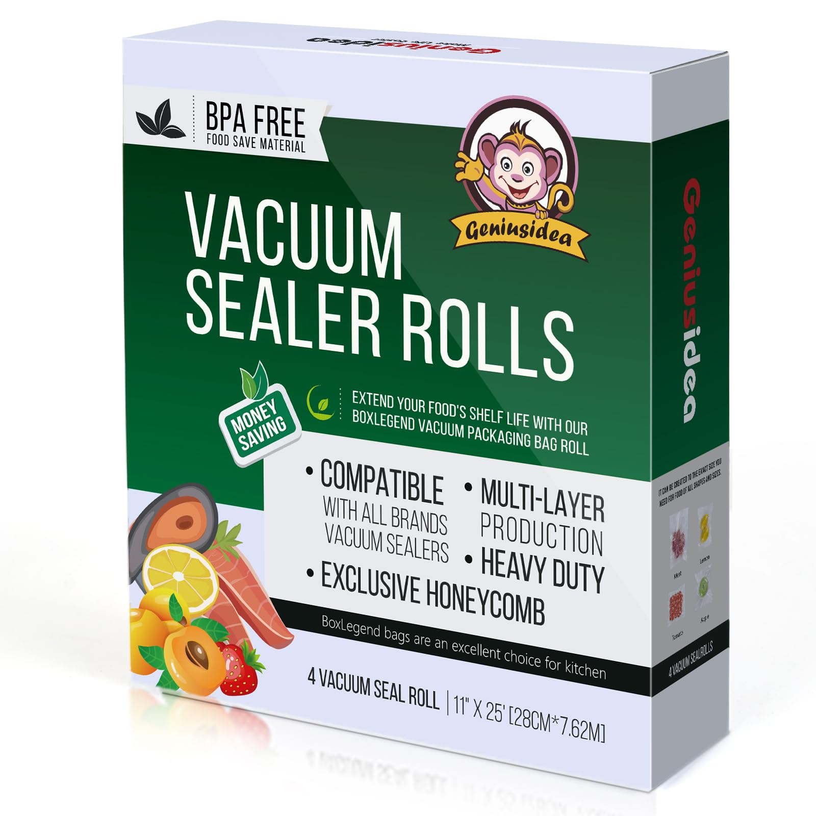 Premium Food Saver Vacuum Sealer Bags - 4 Pack (11