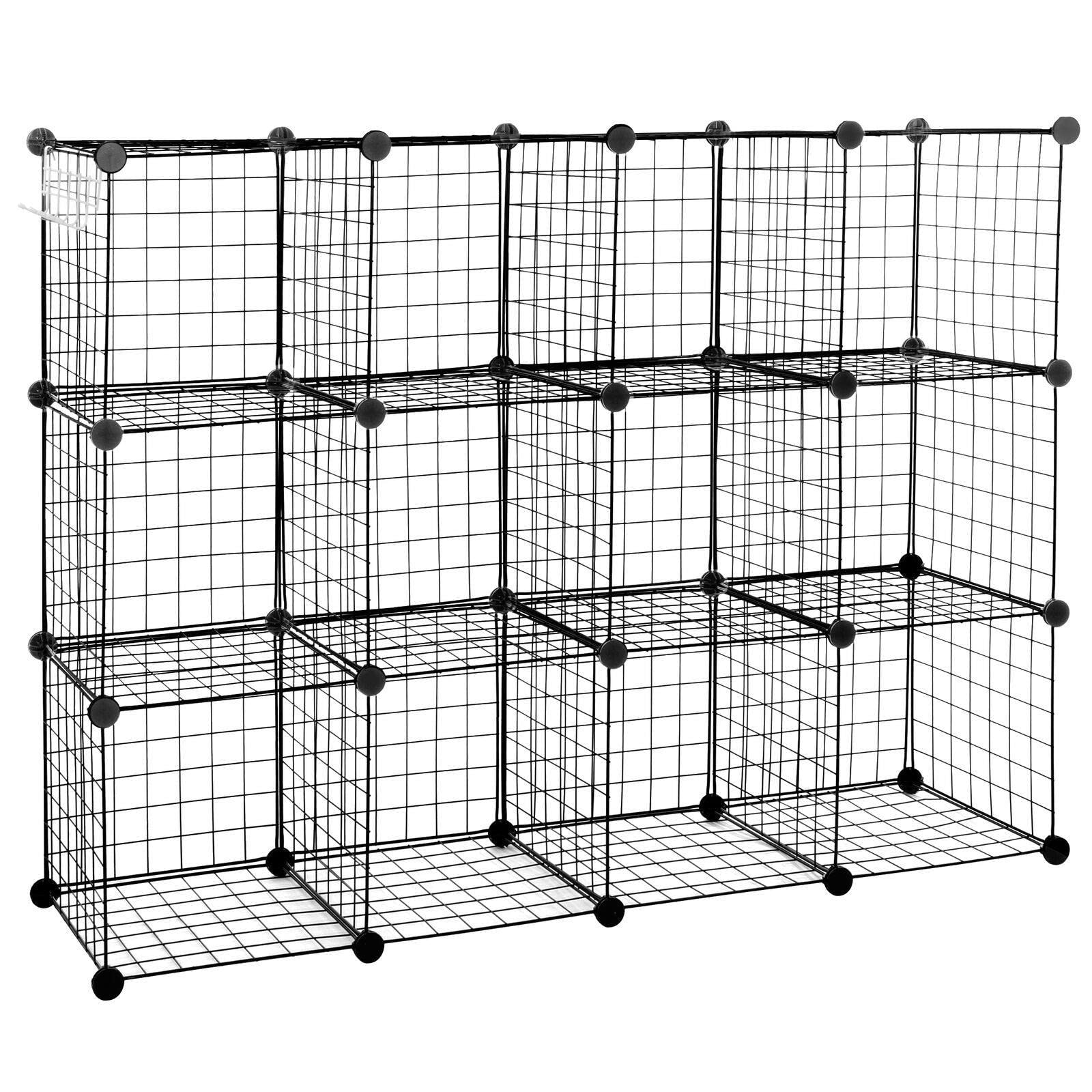 12-Cube Storage Organizer Shelf - Modular Closet, Bedroom & Kitchen Storage Solution - Perfect for Books, Toys, Clothes & Home Organization (White) - Space-Saving Shelving for Small Apartments & Dorm Rooms