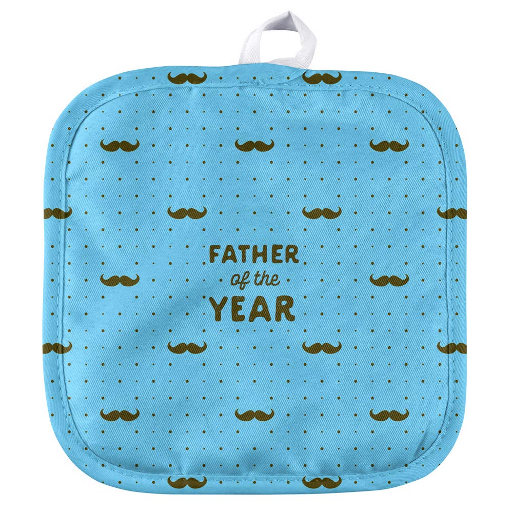 Best Father's Day Gift - Funny 'Father of The Year' Oven Mitt & Pot Holder Set for Indoor/Outdoor Kitchen, BBQ, Grilling - Perfect for Dad, Husband, Grandpa on Birthday, Christmas