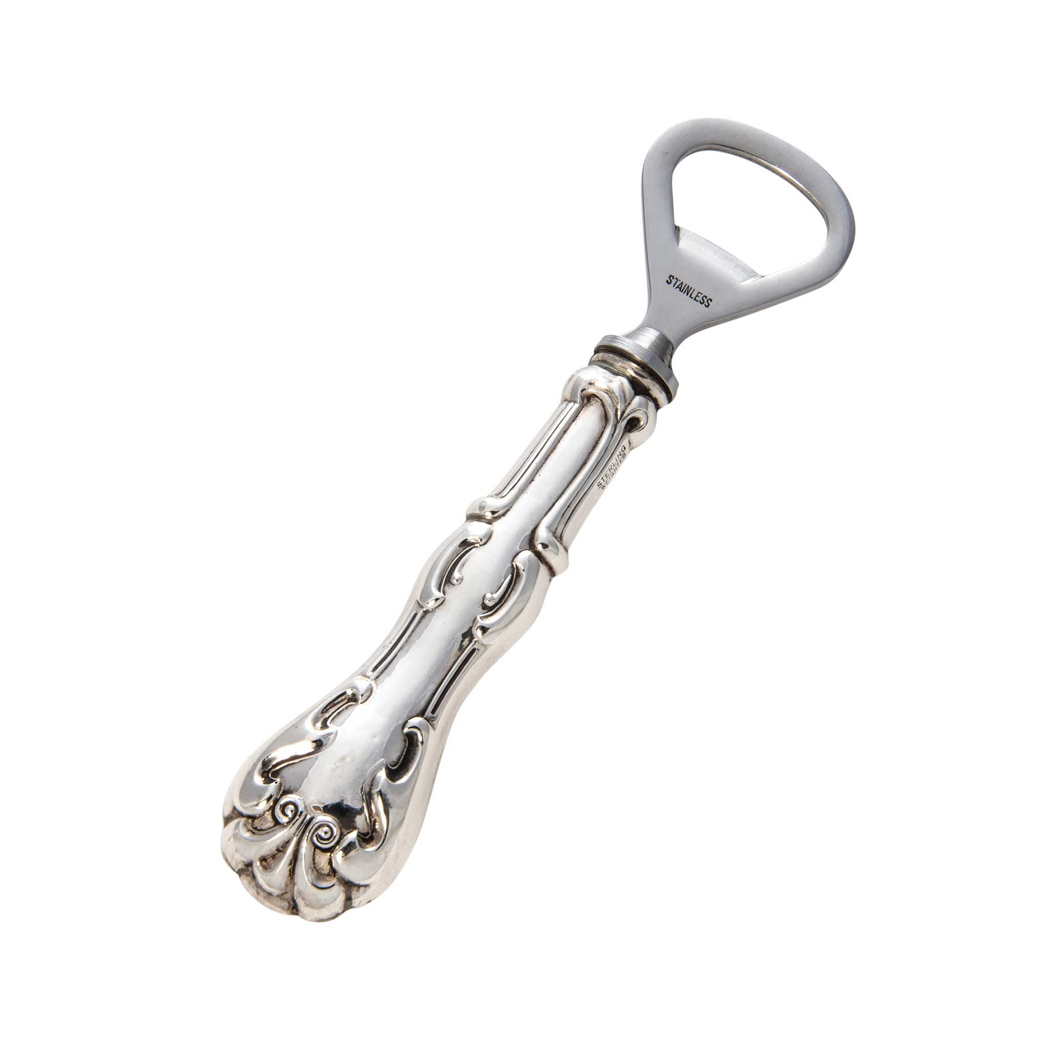 Antique Sterling Silver Bottle Opener with Ornate Handle - Perfect for Wine Bottles, Beer, and Collectibles - Elegant Bar Accessory for Home, Parties & Gifts