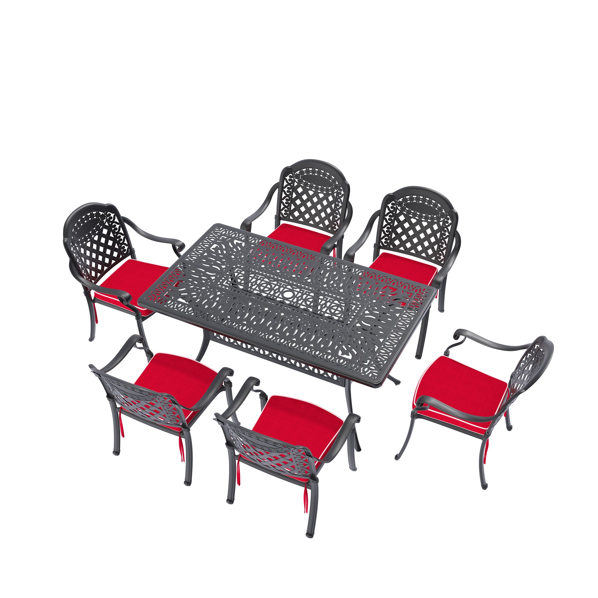7-Piece Cast Aluminum Patio Furniture Set with Cushions - Outdoor Dining & Lounge Chairs - Durable Weather-Resistant Garden Furniture for Backyard, Poolside & Patio Relaxation