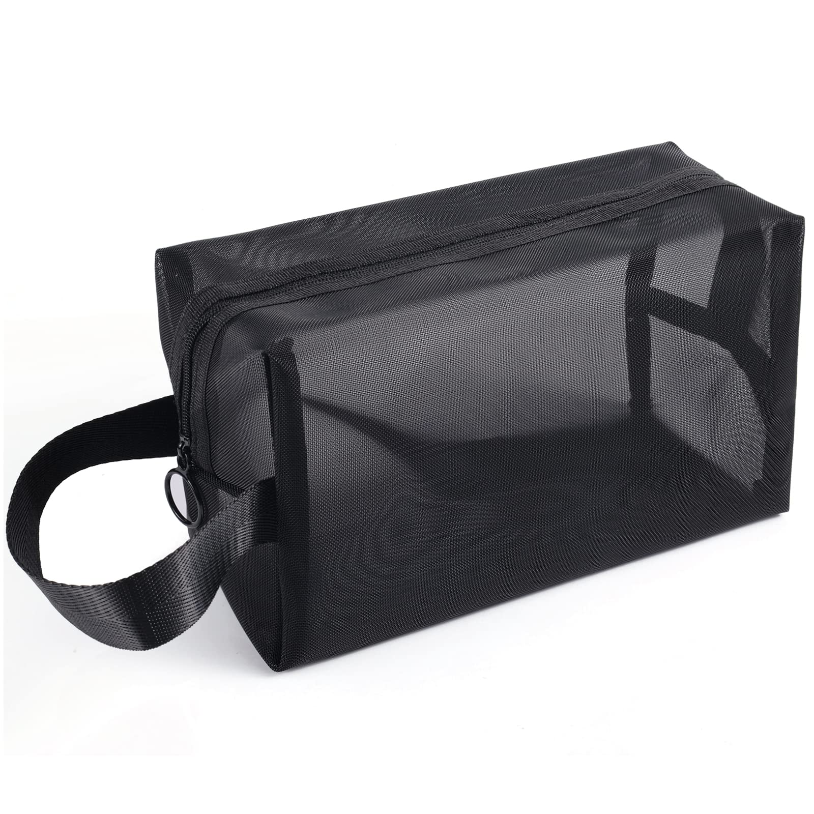 LUTER Black Mesh Shower Caddy - Portable Zippered Toiletry Bag for Travel & Bathroom Organization