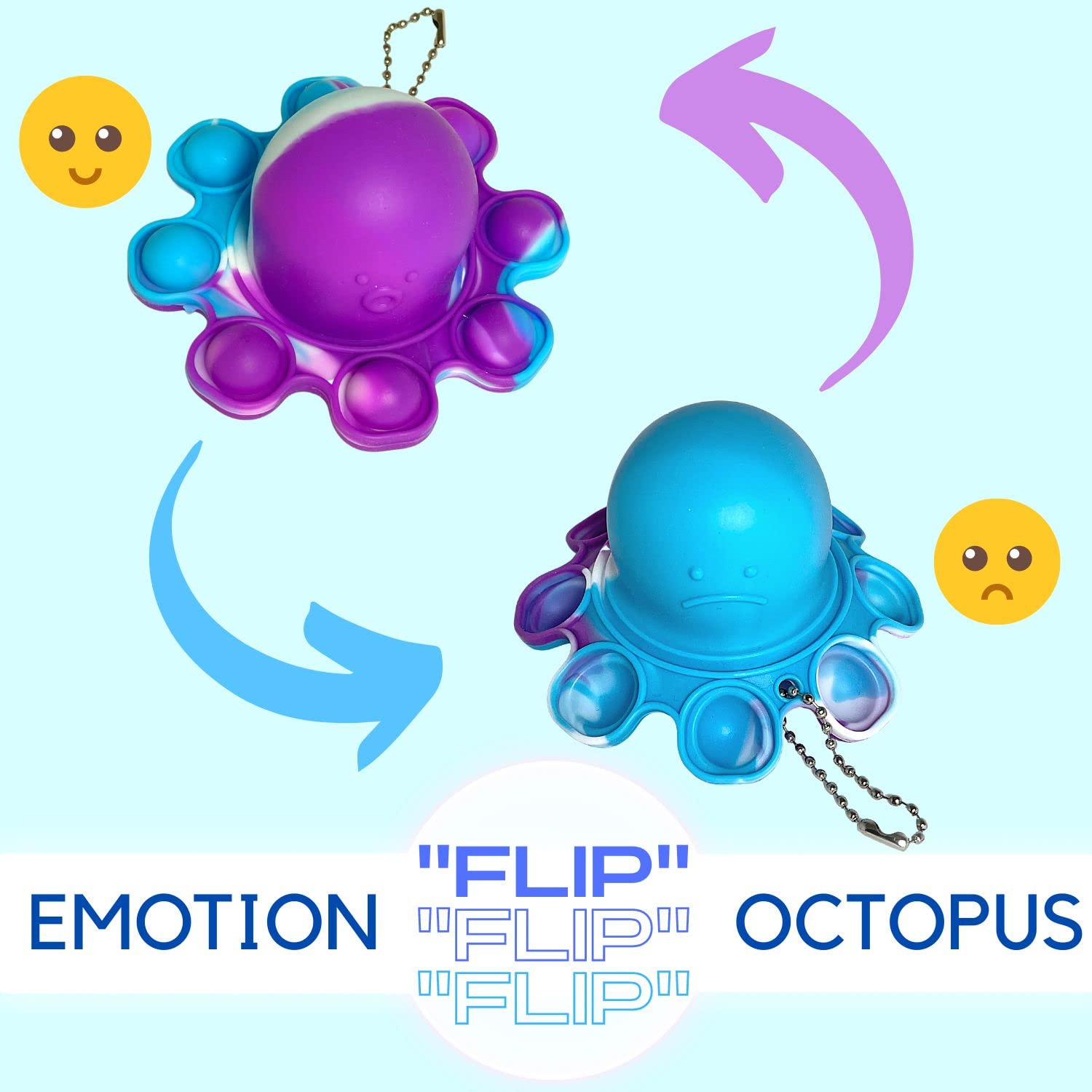 Push Pop Bubble Sensory Fidget Toy Pack - Stress Relief Flipping Turtle, Octopus & Whale Poppers - Autism & Special Needs Toys for Kids & Adults - Perfect for Anxiety Relief, Classroom Focus & Office Relaxation