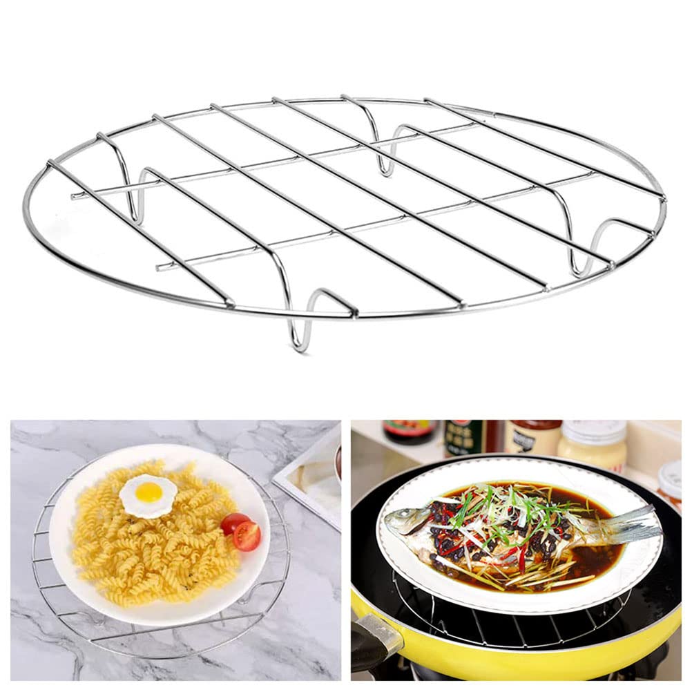 Dimengya Heavy Duty Stainless Steel Steamer Rack for Pressure Cooker - 9 Inch Cooking Stand with Heat-Resistant Base, Pot Pan Holder & Trivet - Perfect for Steaming Vegetables, Dumplings, Seafood & Canning in Kitchen