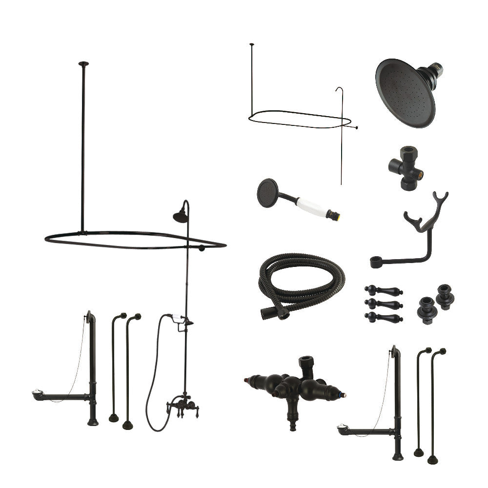Vintage Clawfoot Tub Faucet Set with Down Spout - Kingston Brass CCK3143AL - Antique Style Bathroom Fixture for Classic & Modern Bathrooms