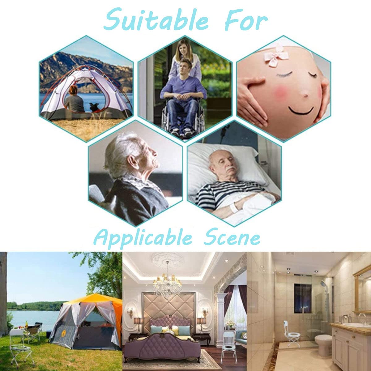 Portable Folding Toilet - Compact Travel & Camping Toilet with Bucket - Lightweight Collapsible Toilet for Outdoor Adventures, Road Trips, Boating, Hiking, Beach & Emergency Use