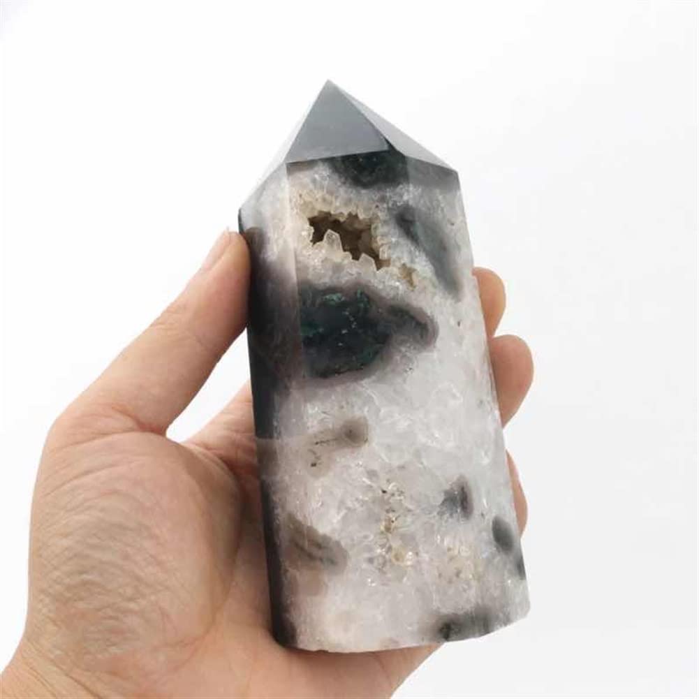 Natural Moss Agate Quartz Crystal Stone - Large Polished Purification Stone (500G-650G) for Meditation, Reiki Healing & Home Decor