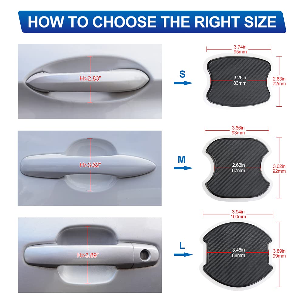 JDMON 4Pcs Universal Car Door Handle Cup Scratch Protector - TPU Carbon Fiber Texture Door Bowl Sticker Paint Cover Guard for Most Vehicles (Small Size) | Prevent Scratches & Protect Door Handle Paint