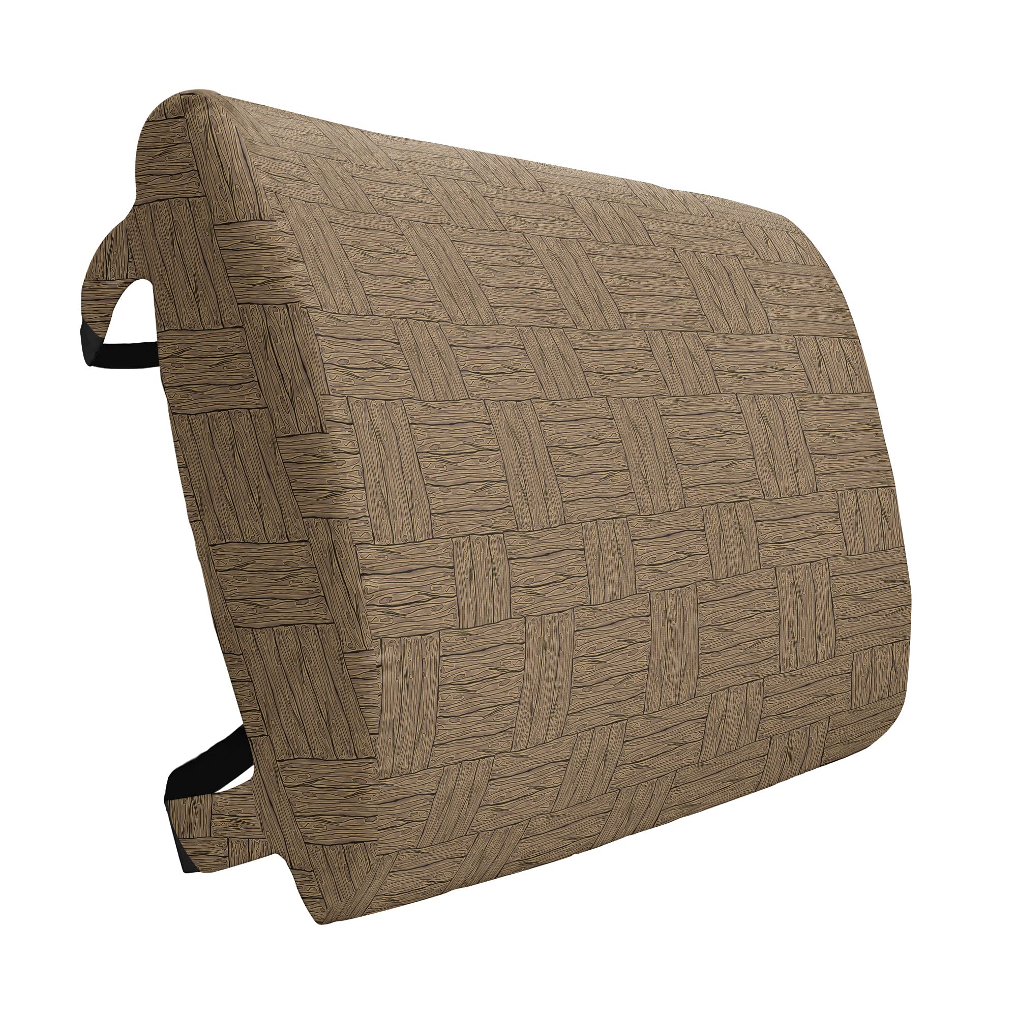 Ambesonne Rustic Lumbar Support Pillow - Wooden Texture Cartoon Pattern, Abstract Parquet Design, High Density Foam for Office Chair & Car Seat - 14x13 Inches, Pale Brown Black - Perfect for Back Pain Relief & Comfort While Working or Driving