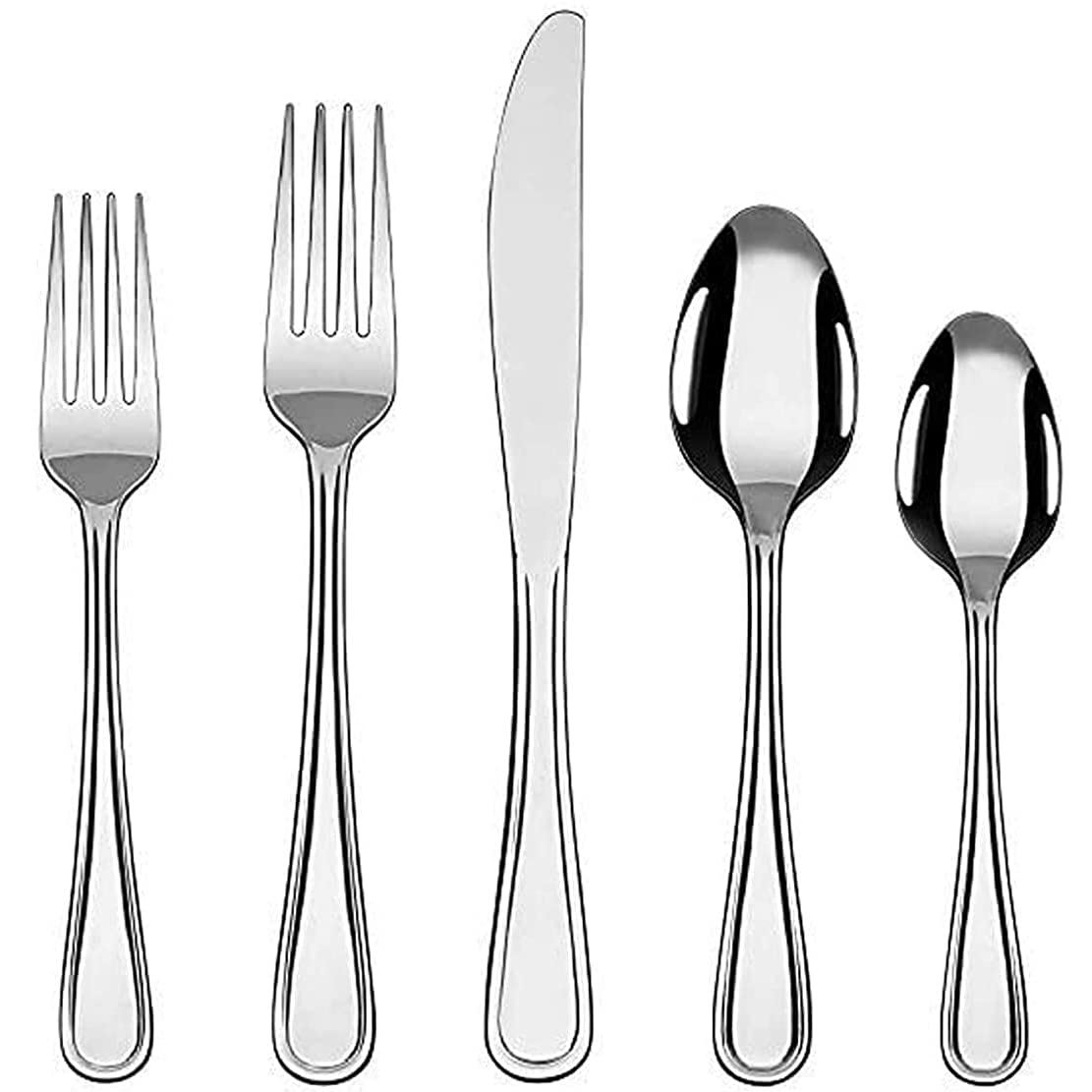 20-Piece Stainless Steel Silverware Set for 4 - Includes Dinner Forks, Salad Forks, Knives, Spoons & Teaspoons - Dishwasher Safe Flatware Set - Perfect for Home Dining, Parties & Everyday Use