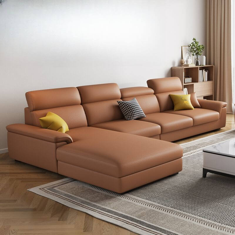 Modern L-Shaped Sectional Sofa with Chaise - 4 Seater 3-Piece Set, Left-Hand Facing, Pillow Top Arms & 1 Chaise Lounge - Grey/Azure - Perfect for Living Room, Home Theater & Family Gatherings