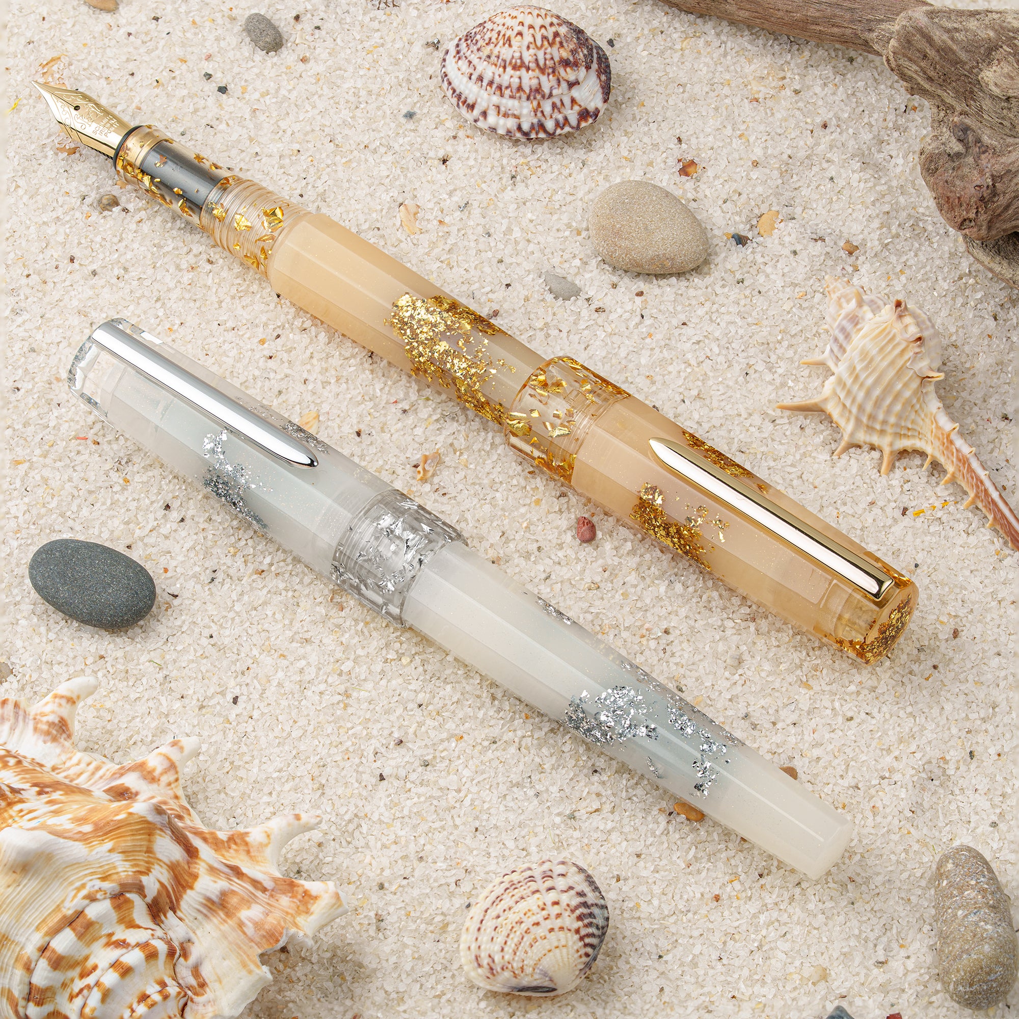 Benu Euphoria Fountain Pen - Luxury Gold Beach Design for Writing, Calligraphy & Gift Giving - Perfect for Professionals, Students & Collectors