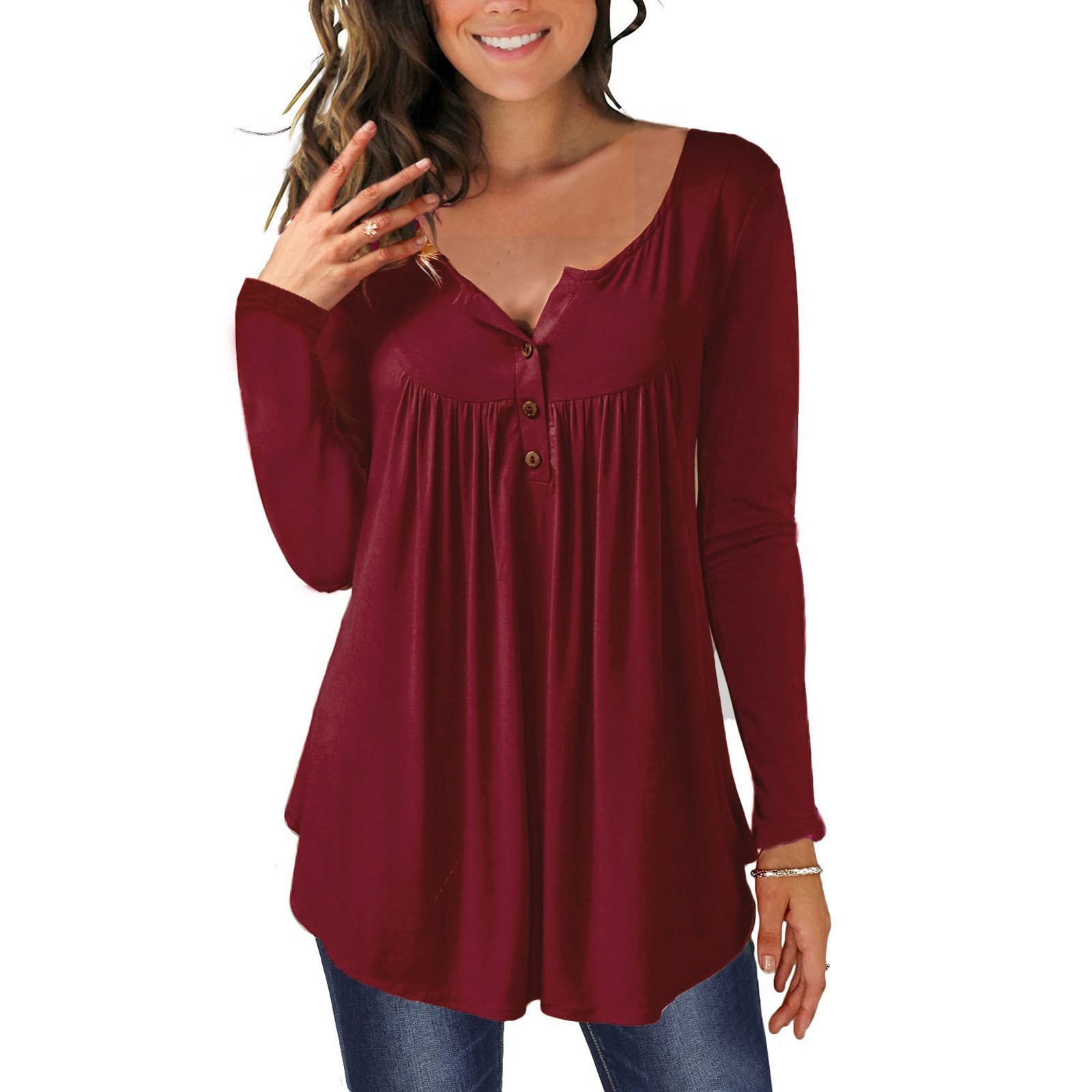 Women's Long Sleeve Button Front Hawaiian Shirt - Flowy Tunic Blouse for Summer & Fall - Sexy Going Out Tops in Plus Sizes - Perfect for Beach Vacations, Date Nights and Casual Outings