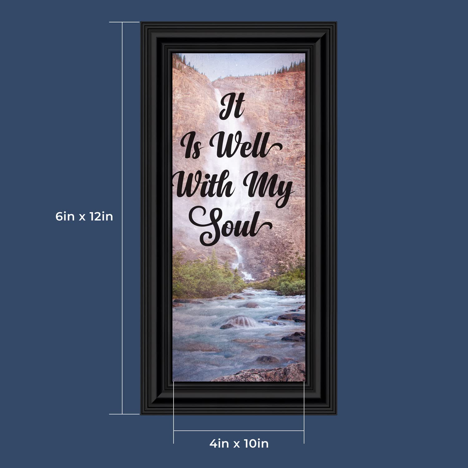It Is Well With My Soul Wall Art & Picture Frame - Crossroads Home Décor 7402B - Inspirational Christian Home Decor for Living Room, Bedroom & Office