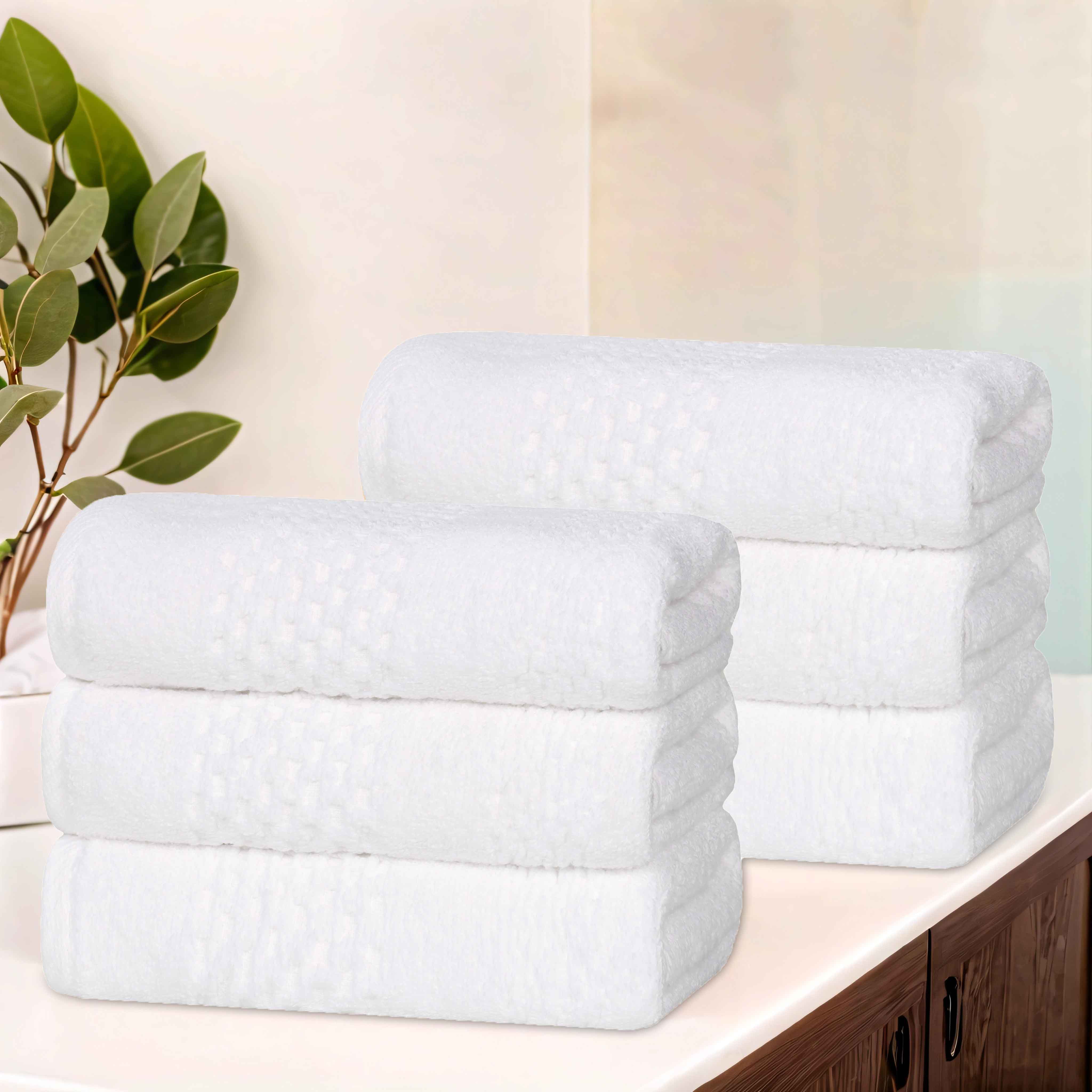 Premium 100% Cotton Waffle Weave Hand Towels - Soft & Absorbent Bath Towel Set of 6 for Kitchen, Bathroom & Spa - Zero Twist Playa Collection (Beige)