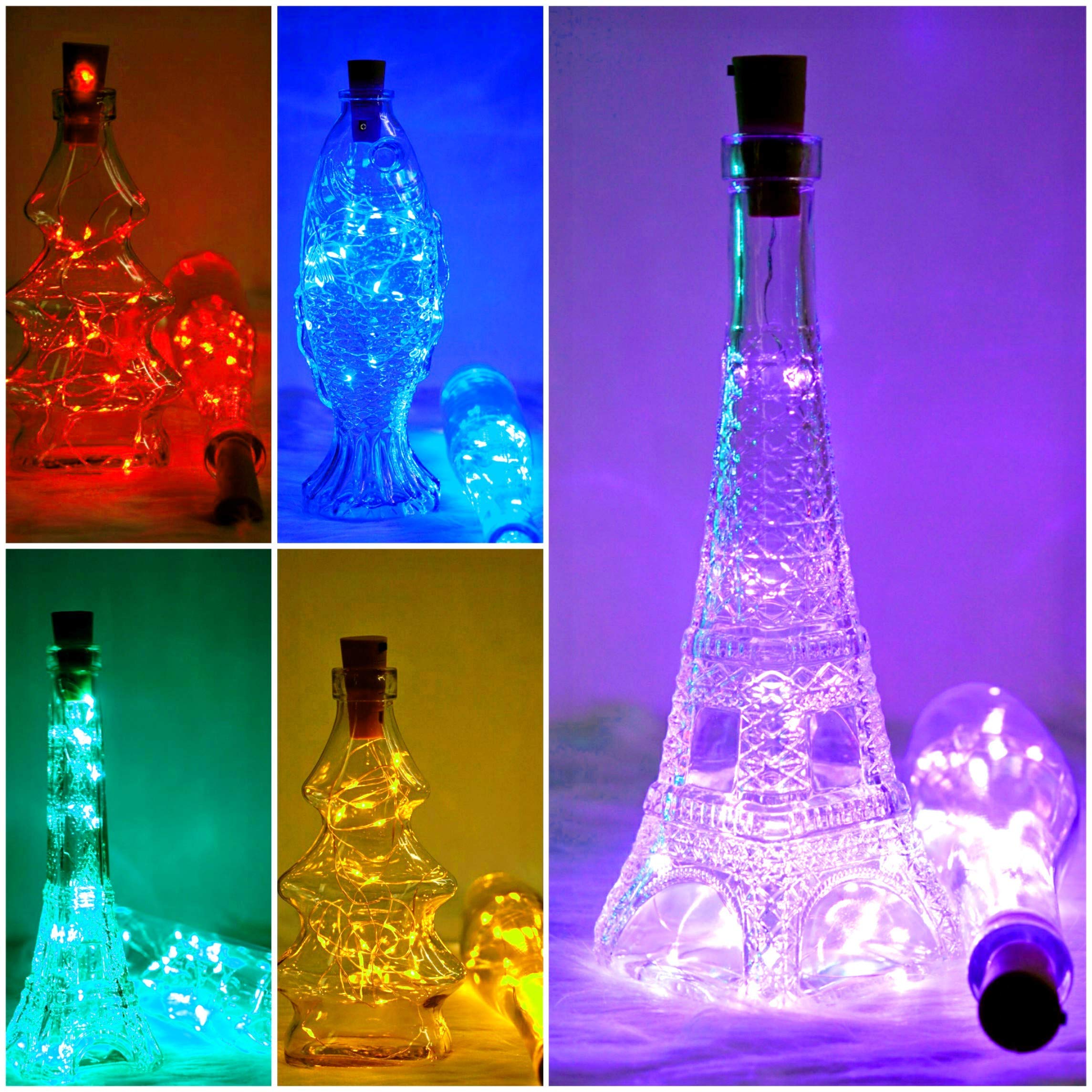 SmilingTown 15-Pack Wine Bottle Cork Lights - 10 LED 40-Inch Battery Operated Silver Wire Fairy String Lights for Party, Christmas, Halloween & Wedding Decorations - Perfect for Home Bars, Restaurants, and Outdoor Entertaining