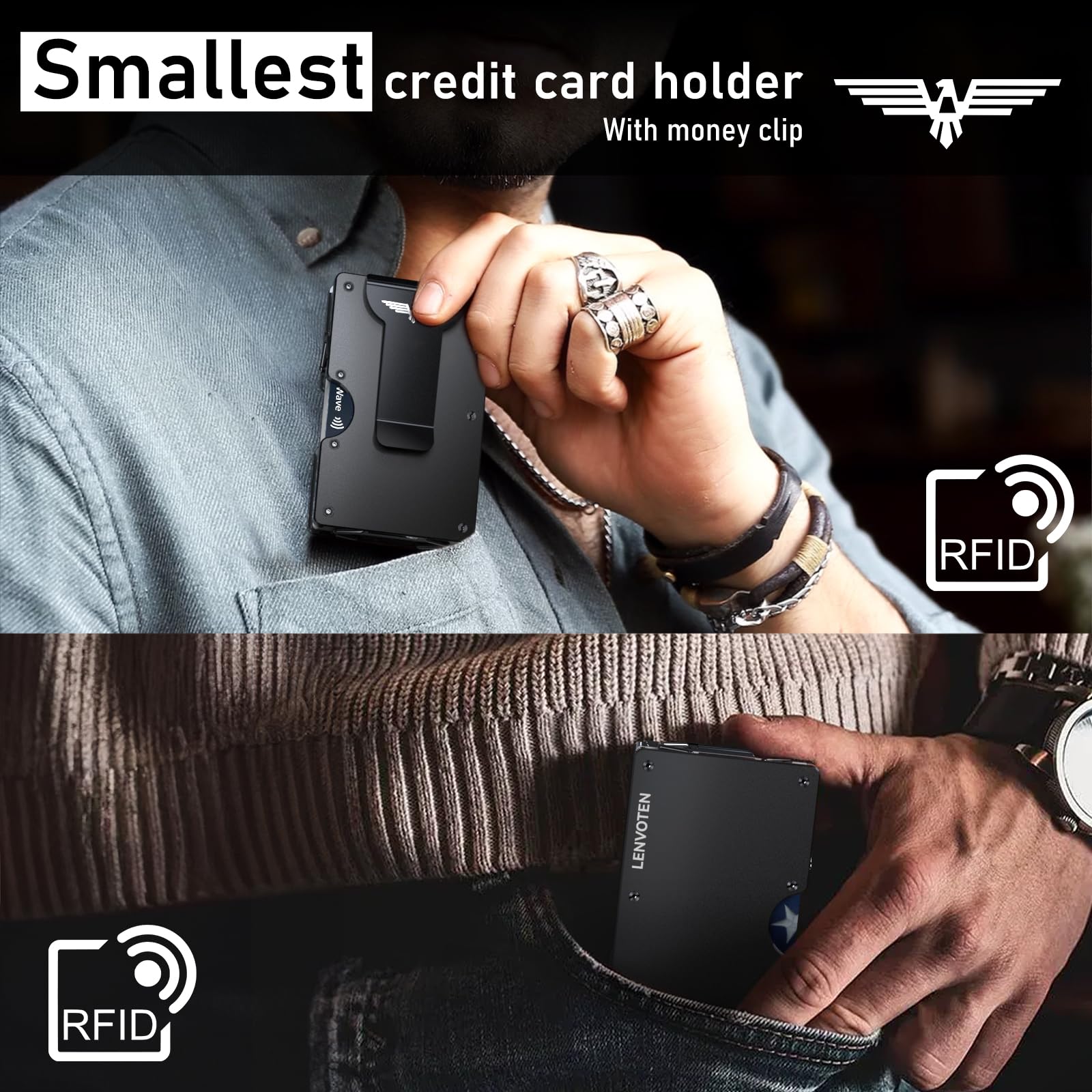Slim RFID Blocking Men's Wallet - Credit Card Holder & Money Clip | Matte Black Business Card Holder | Perfect Gift for Men | Ideal for Office, Travel & Everyday Use